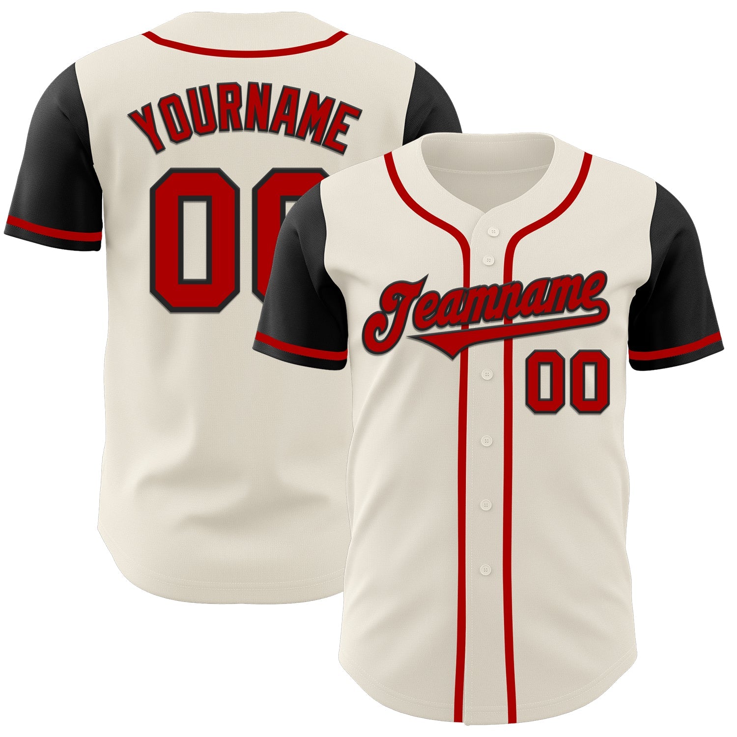 Custom Cream Red-Black Authentic Two Tone Baseball Jersey - Main View