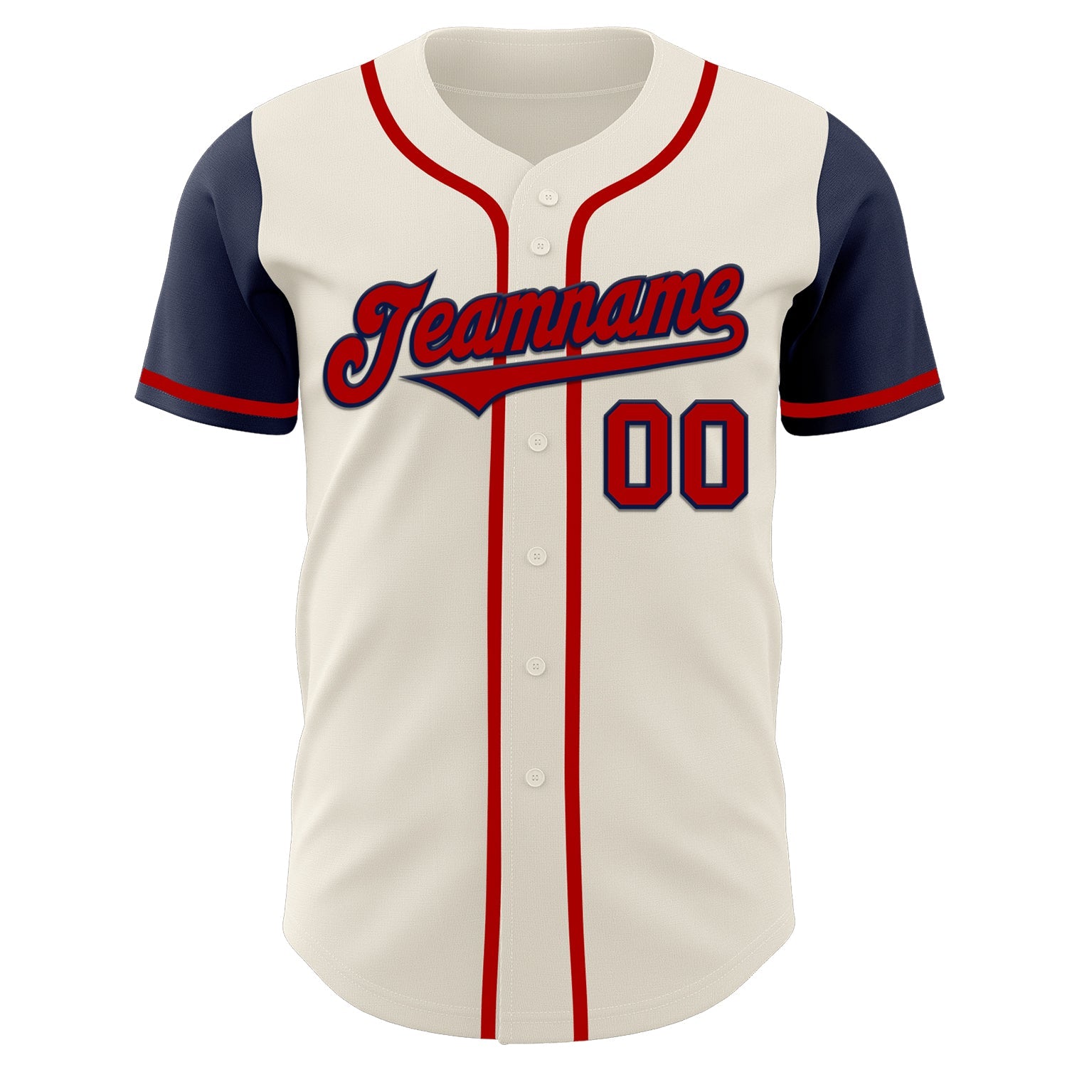 Custom Cream Red-Navy Authentic Two Tone Baseball Jersey view 2