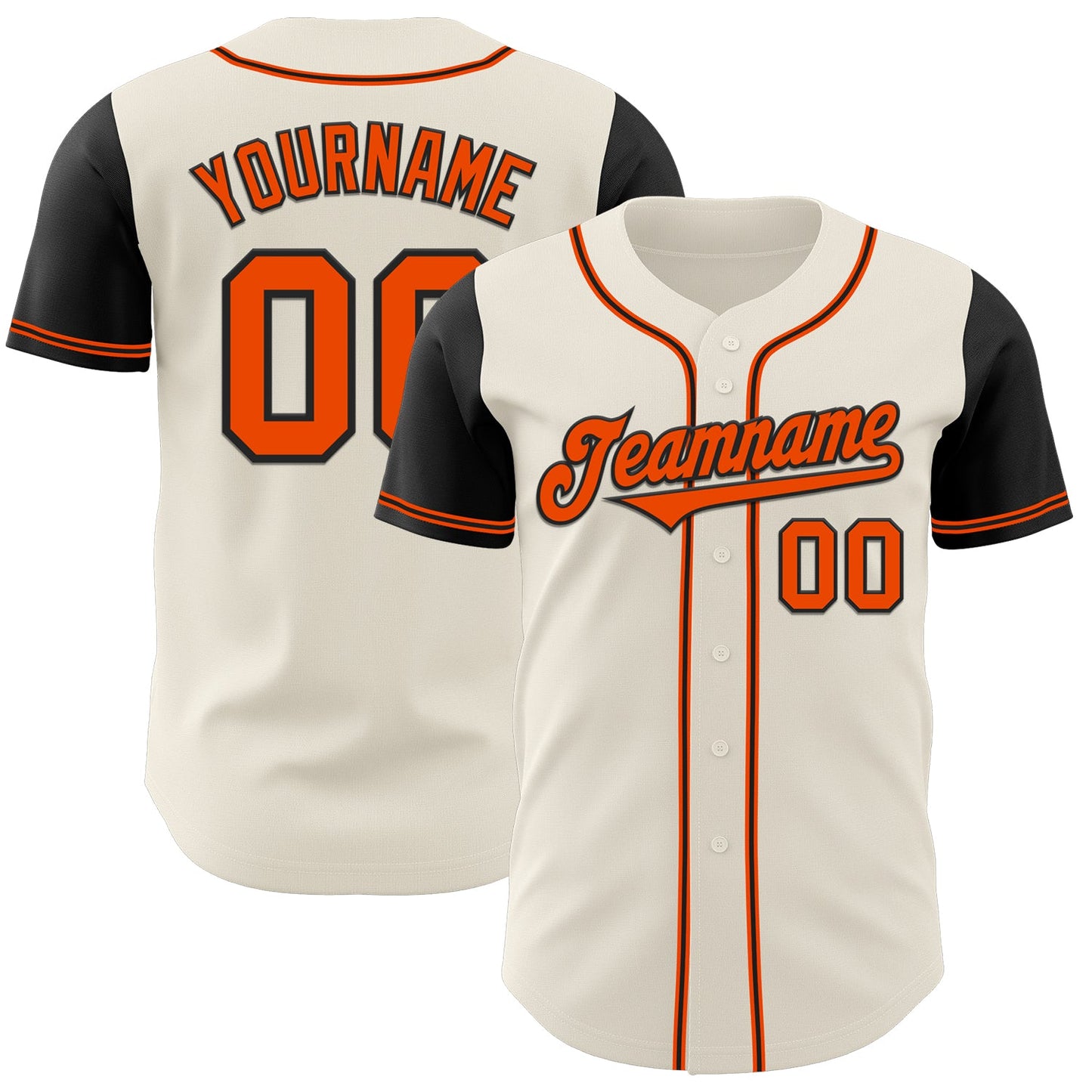 Custom Cream Orange-Black Authentic Two Tone Baseball Jersey - Main View