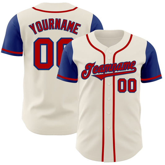 Custom Cream Red-Royal Authentic Two Tone Baseball Jersey - Main View