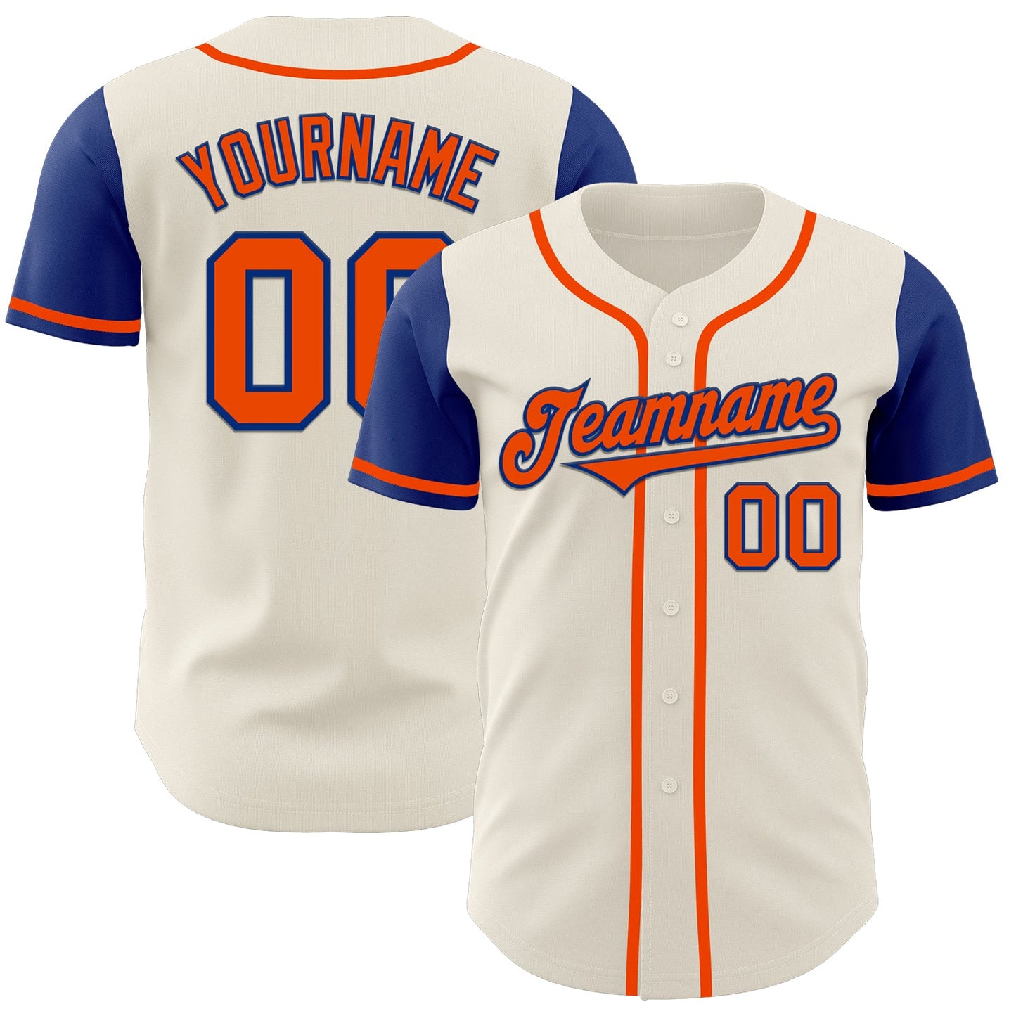 Custom Cream Orange-Royal Authentic Two Tone Baseball Jersey - Main View