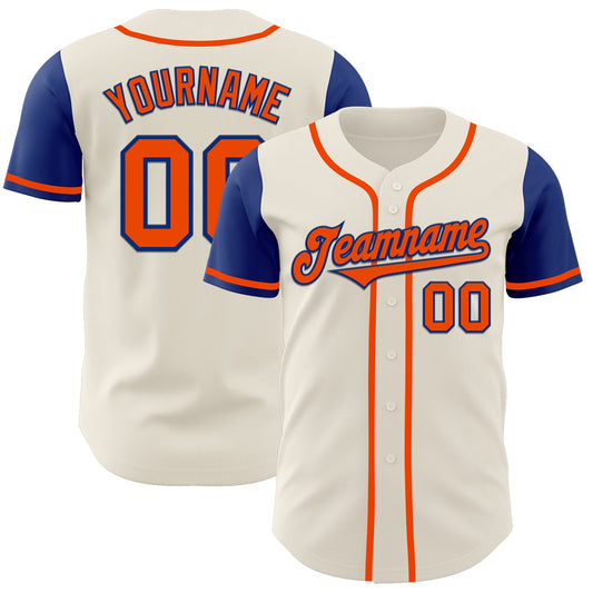 Custom Cream Orange-Royal Authentic Two Tone Baseball Jersey - Main View