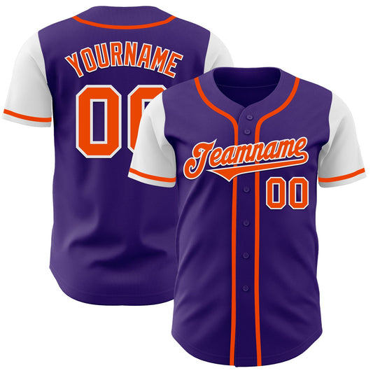 Custom Purple Orange-White Authentic Two Tone Baseball Jersey - Main View
