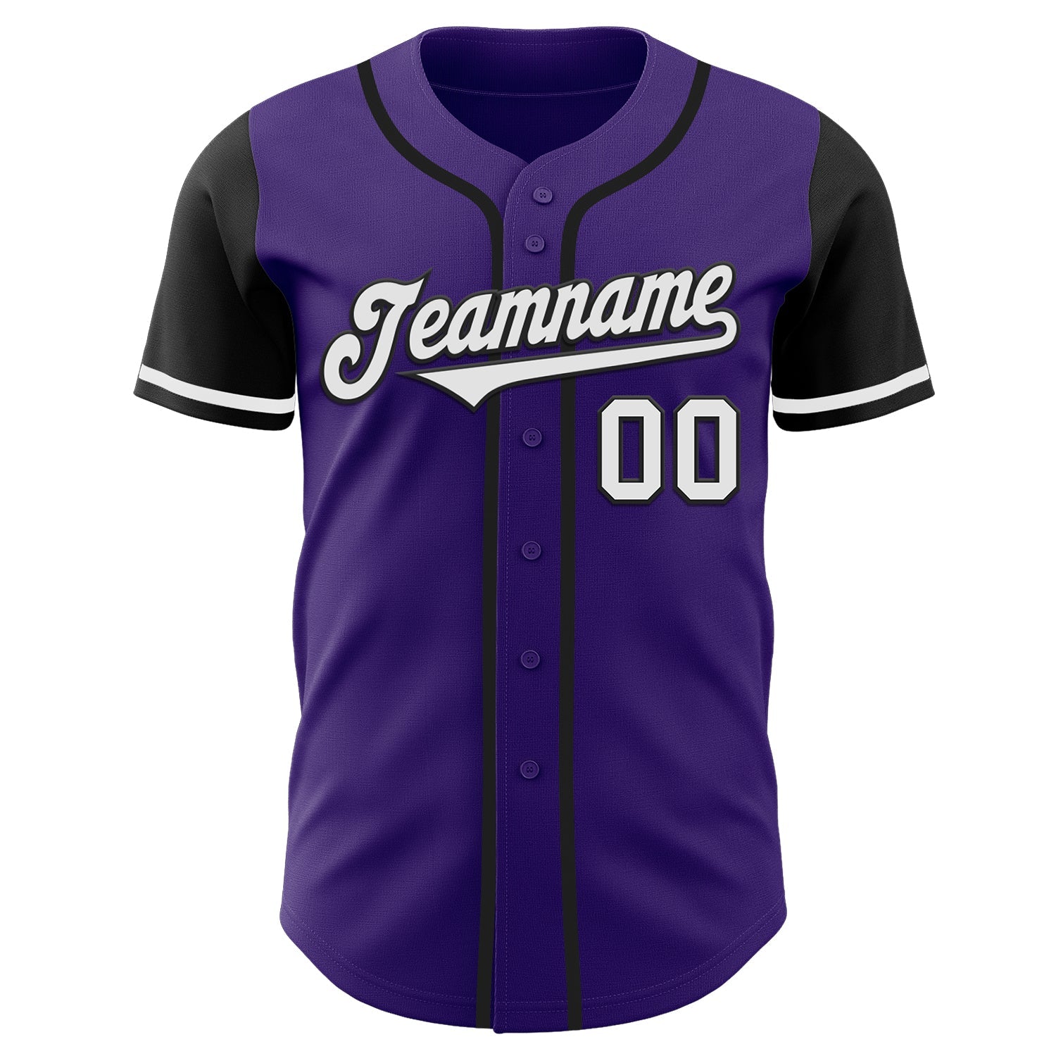 Custom Purple White-Black Authentic Two Tone Baseball Jersey view 2