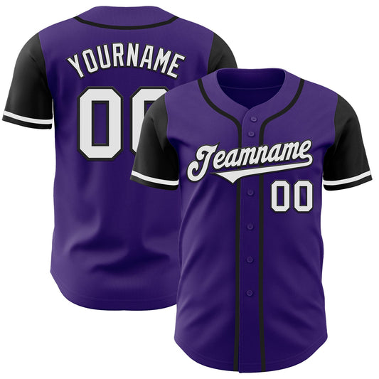 Custom Purple White-Black Authentic Two Tone Baseball Jersey - Main View