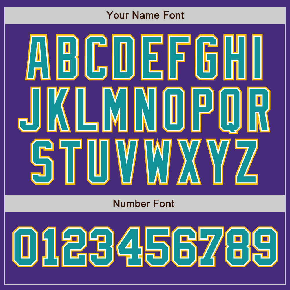 Custom Purple Teal-Gold Authentic Two Tone Baseball Jersey view 5