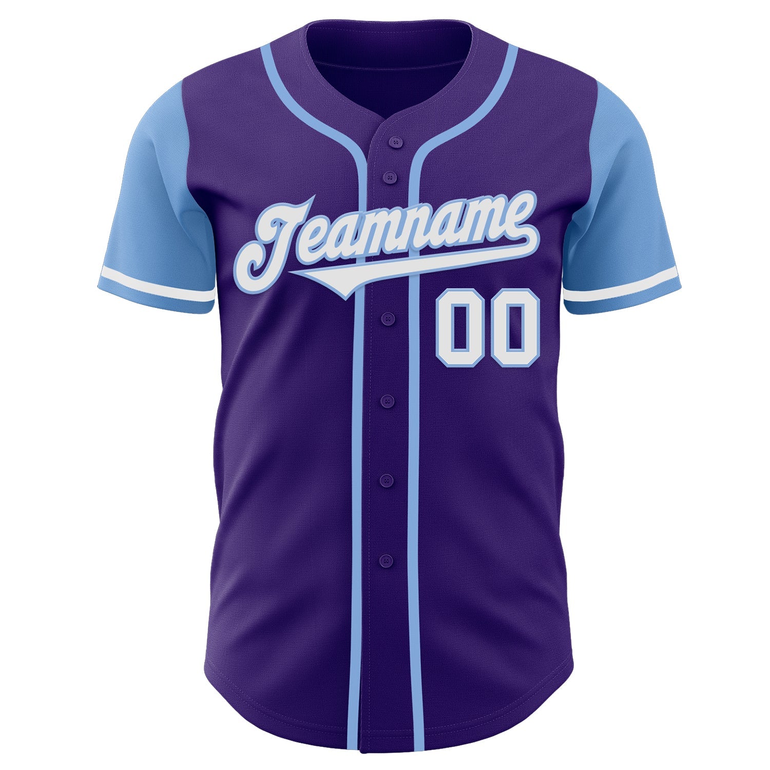 Custom Purple White-Light Blue Authentic Two Tone Baseball Jersey view 2