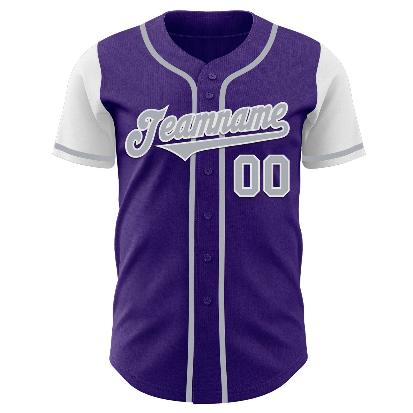 Custom Purple Gray-White Authentic Two Tone Baseball Jersey view 2