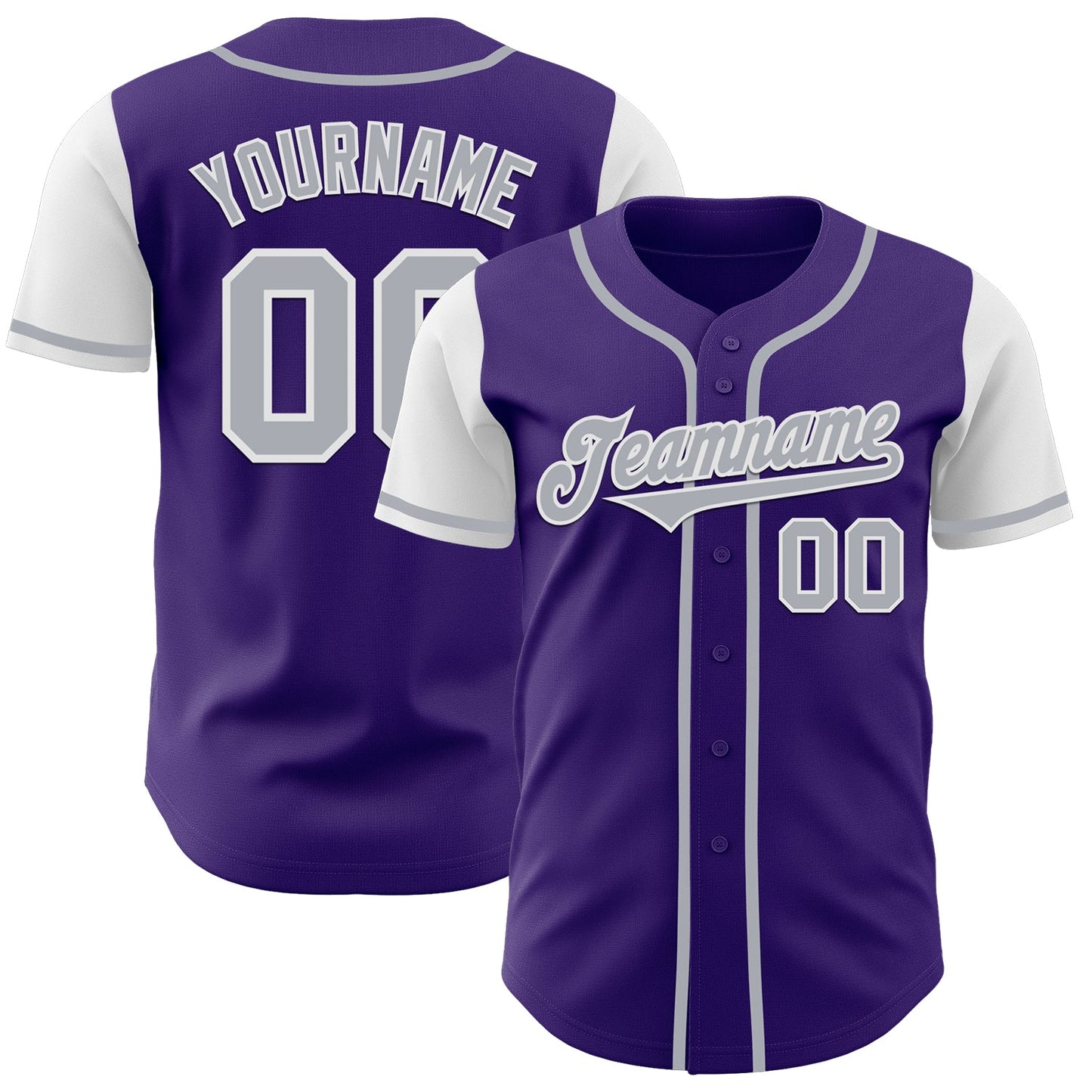 Custom Purple Gray-White Authentic Two Tone Baseball Jersey - Main View