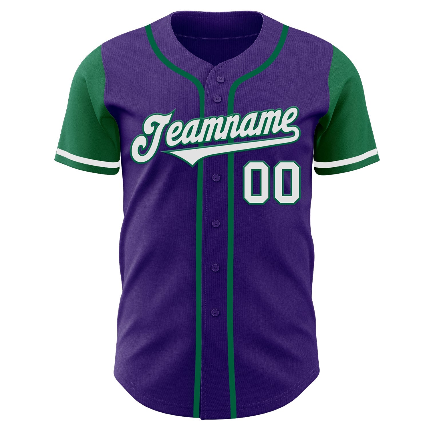 Custom Purple White-Kelly Green Authentic Two Tone Baseball Jersey view 2