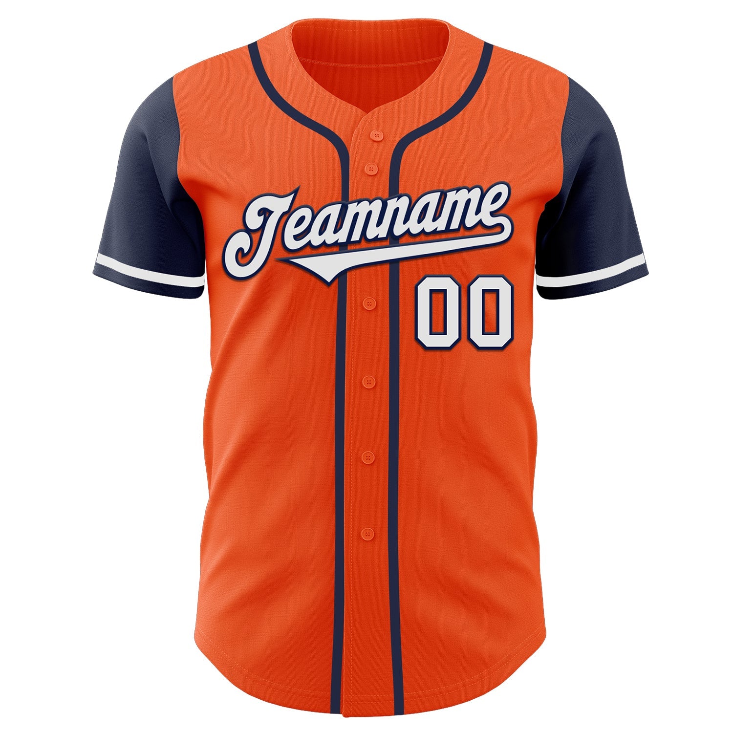 Custom Orange White-Navy Authentic Two Tone Baseball Jersey view 2