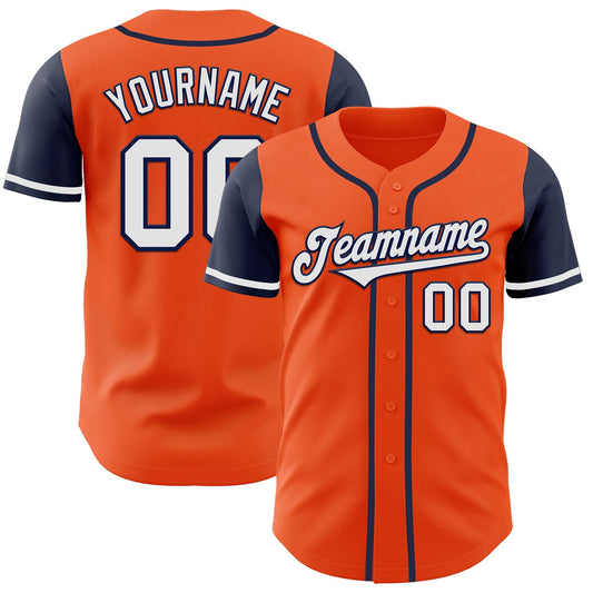 Custom Orange White-Navy Authentic Two Tone Baseball Jersey - Main View