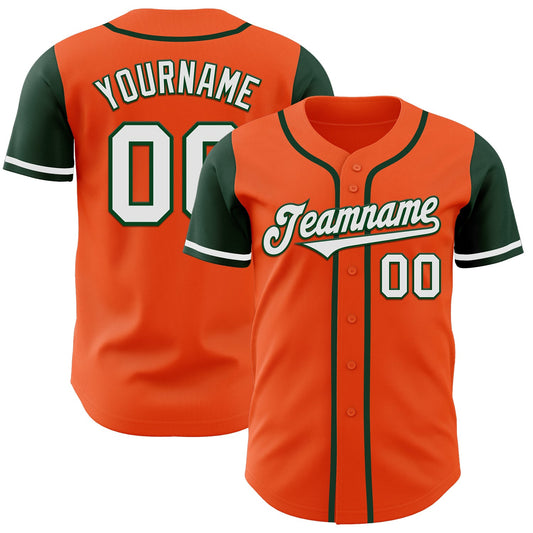 Custom Orange White-Green Authentic Two Tone Baseball Jersey - Main View