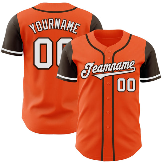 Custom Orange White-Brown Authentic Two Tone Baseball Jersey - Main View