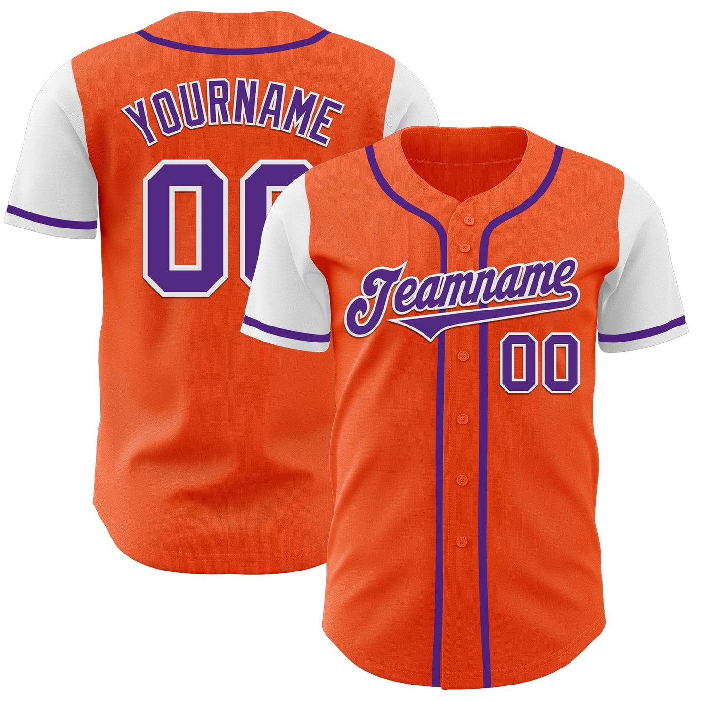 Custom Orange Purple-White Authentic Two Tone Baseball Jersey - Main View