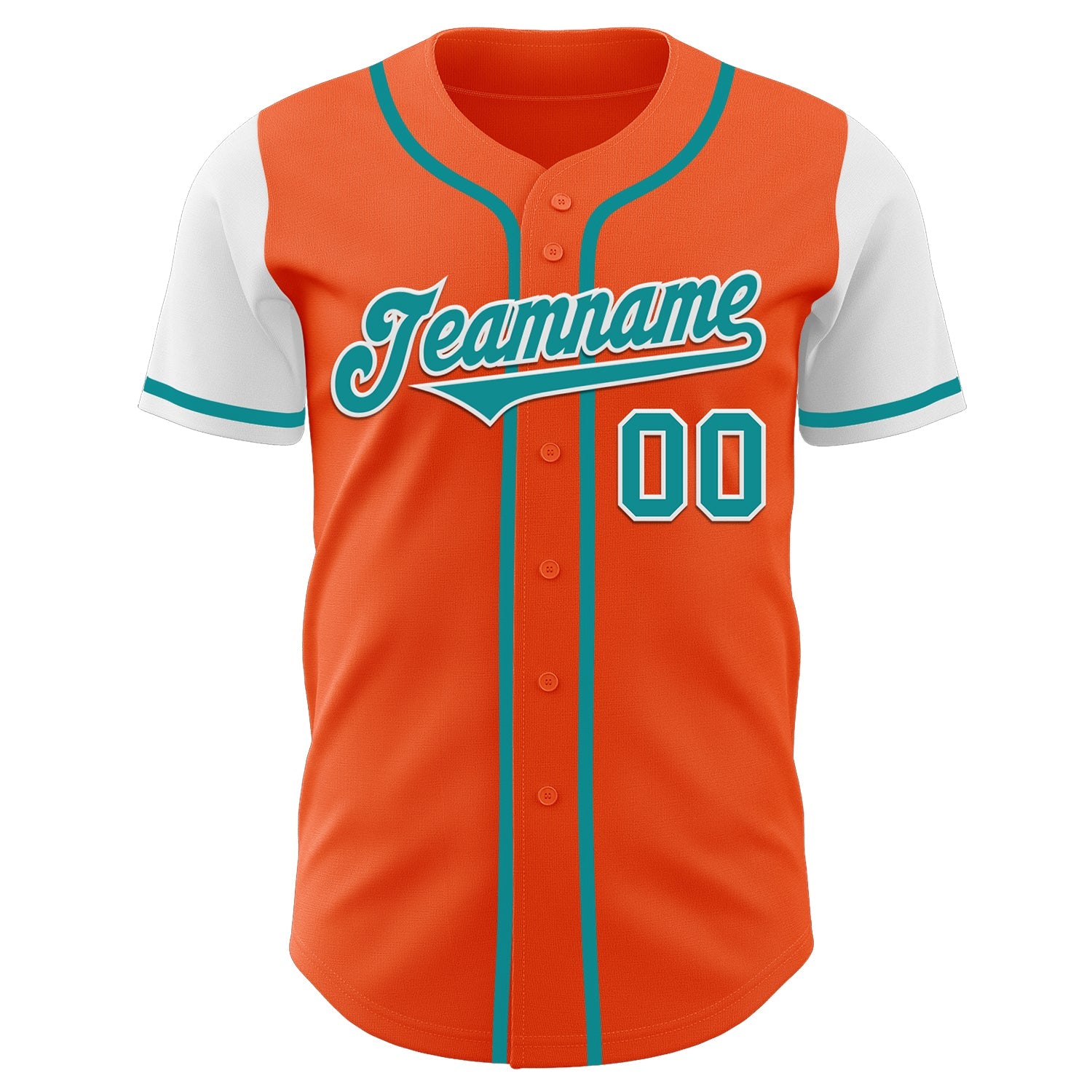 Custom Orange Teal-White Authentic Two Tone Baseball Jersey view 2