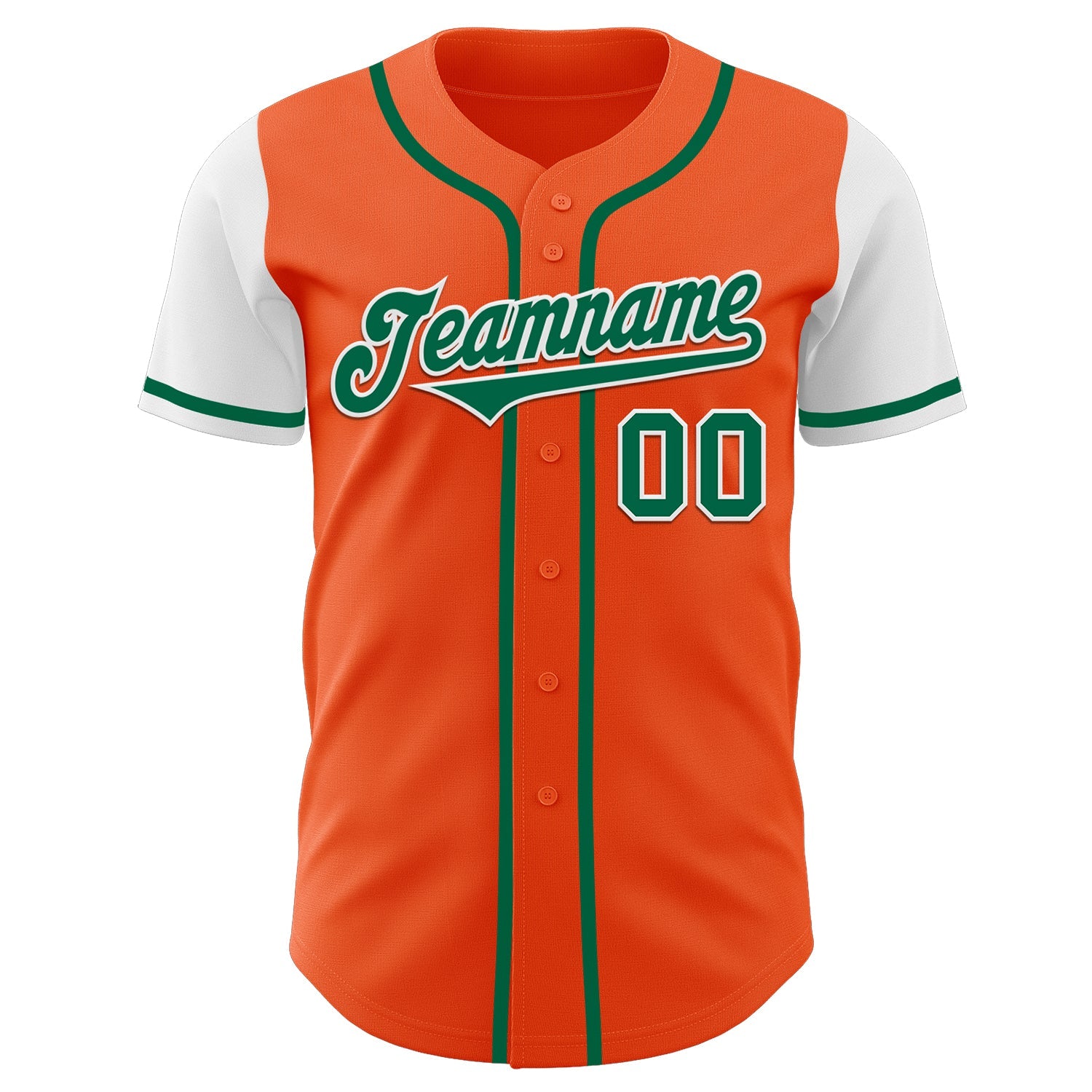 Custom Orange Kelly Green-White Authentic Two Tone Baseball Jersey view 2
