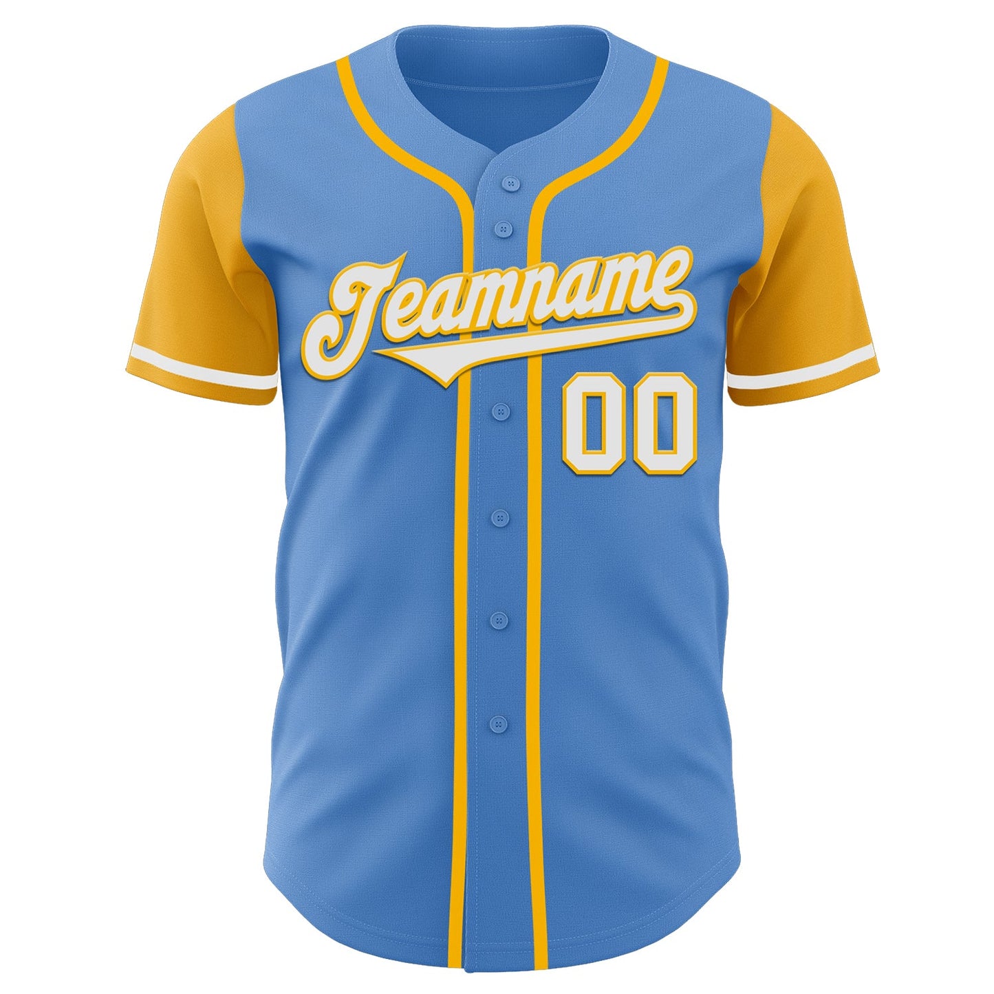Custom Powder Blue White-Gold Authentic Two Tone Baseball Jersey view 2