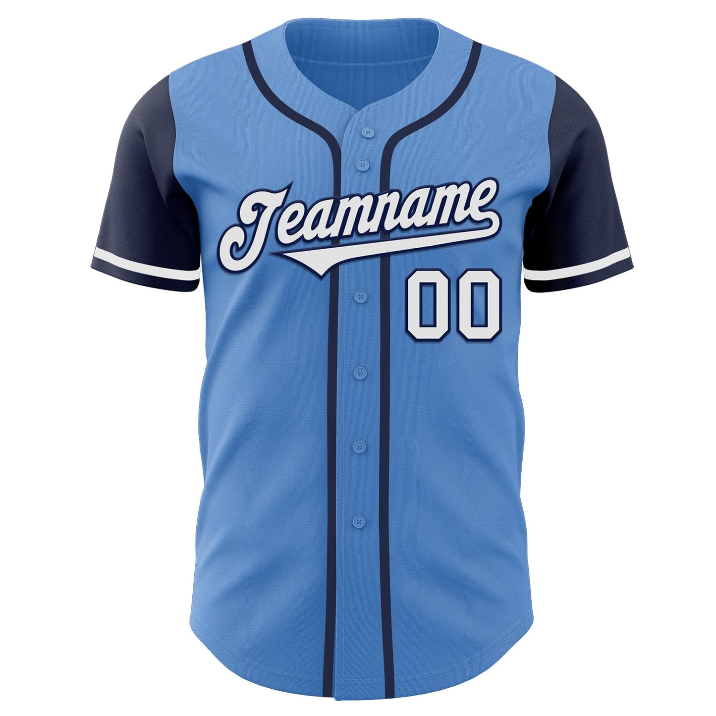 Custom Powder Blue White-Navy Authentic Two Tone Baseball Jersey view 2