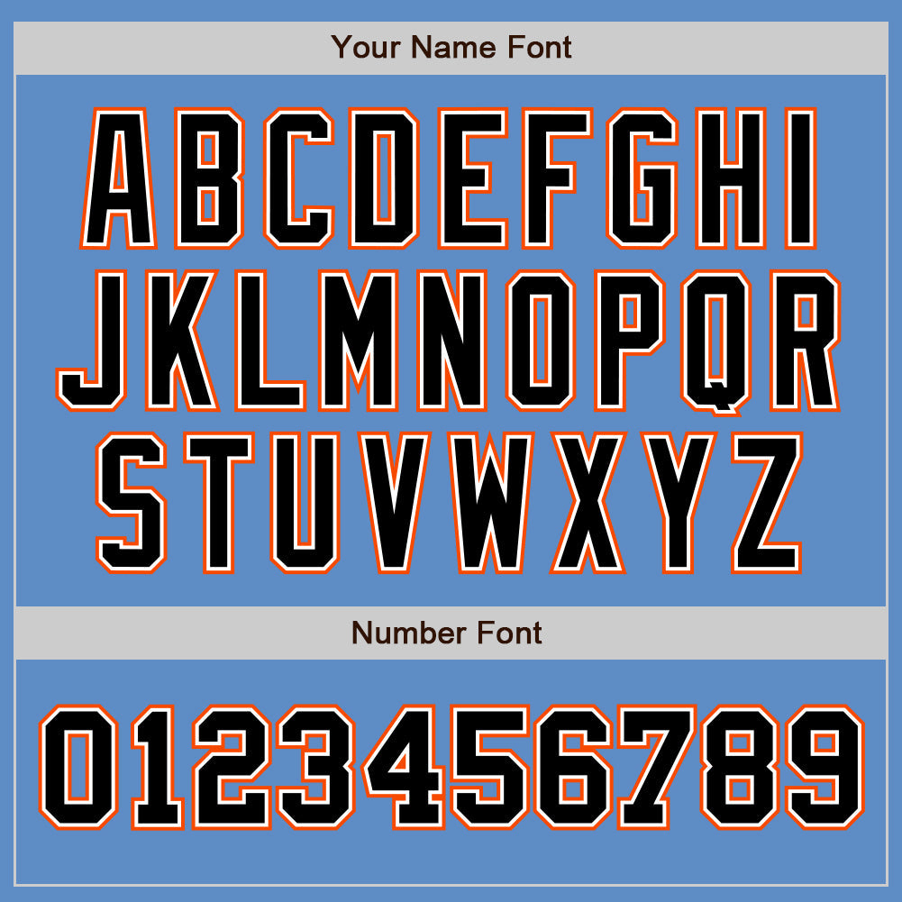 Custom Powder Blue Black-Orange Authentic Two Tone Baseball Jersey view 5