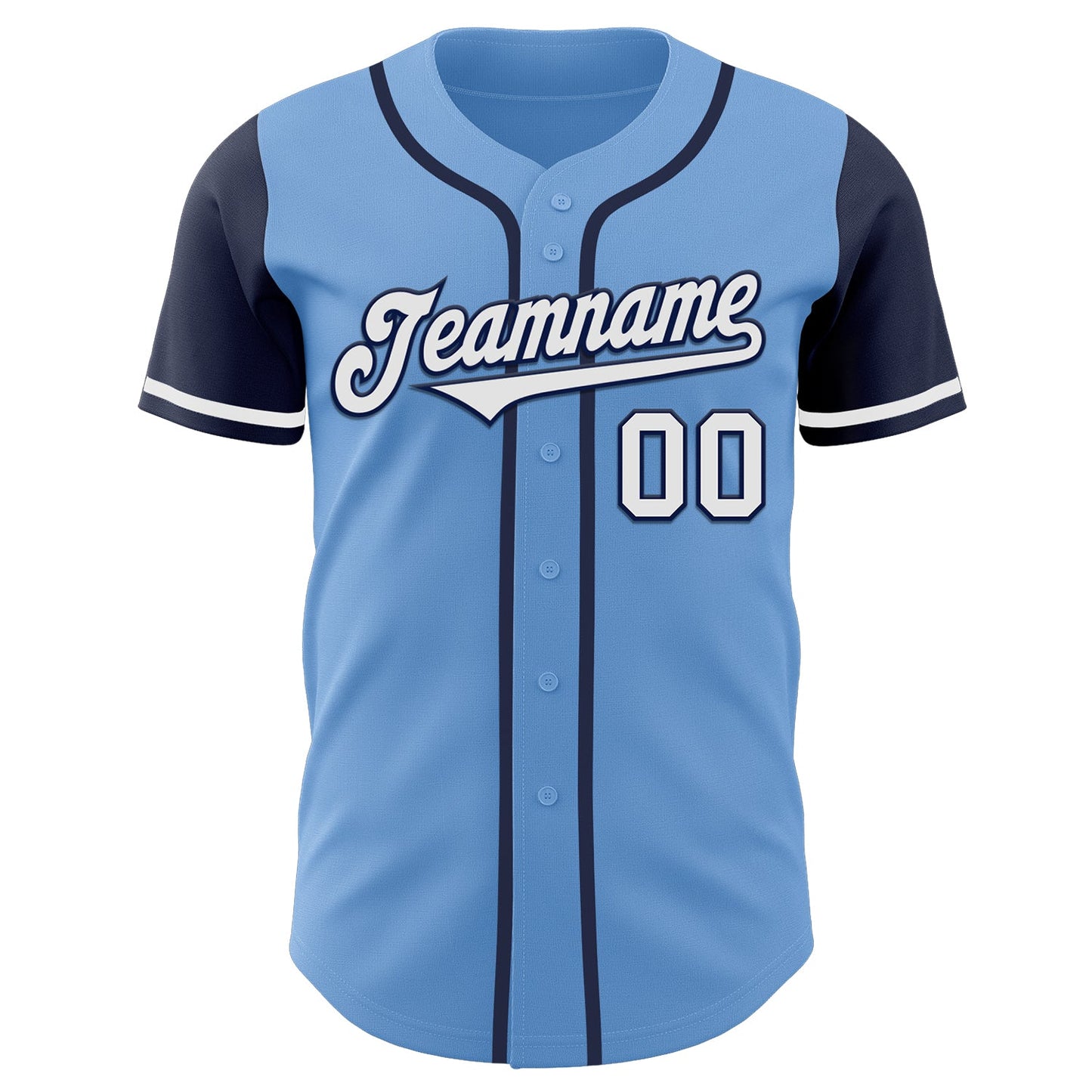 Custom Light Blue White-Navy Authentic Two Tone Baseball Jersey view 2