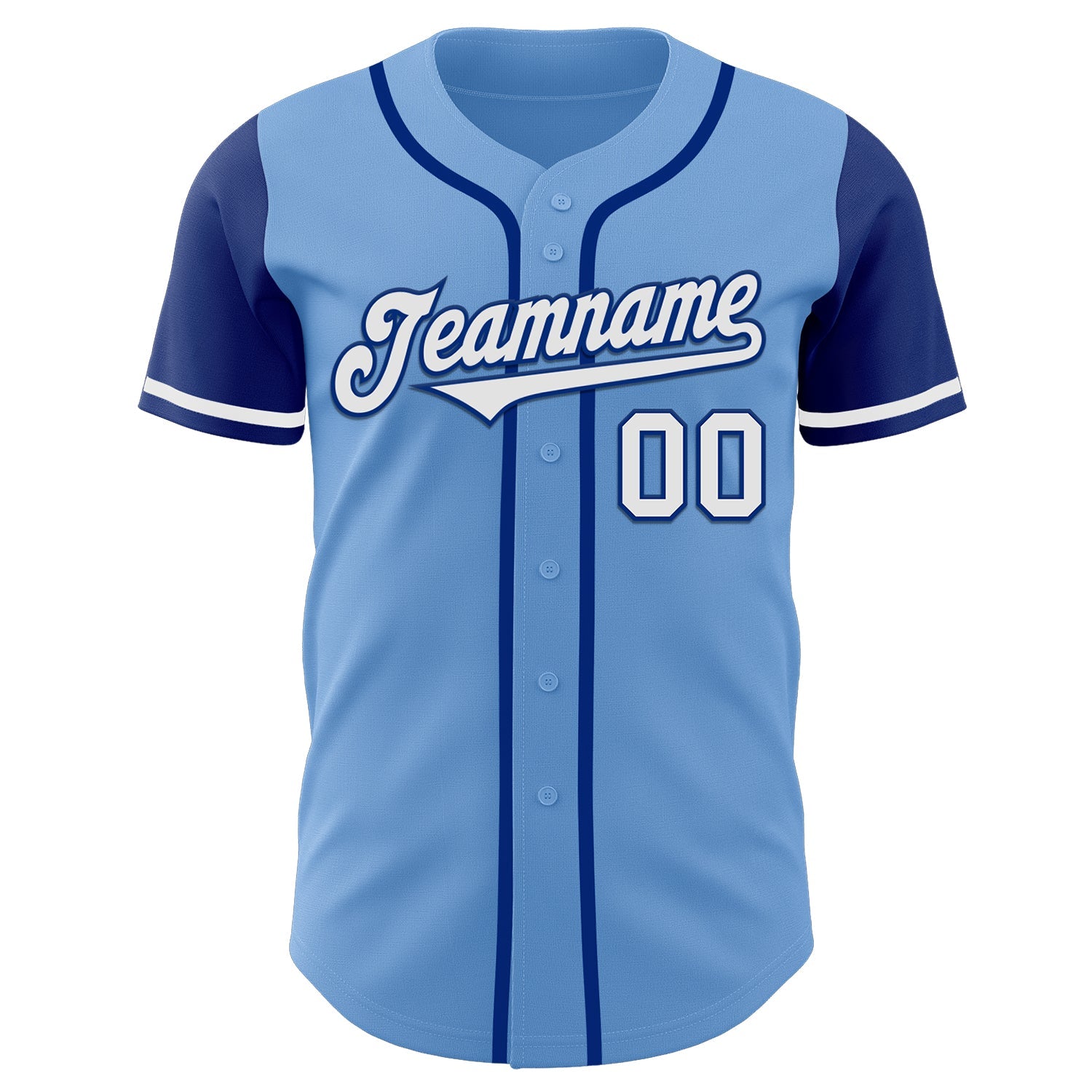 Custom Light Blue White-Royal Authentic Two Tone Baseball Jersey view 2