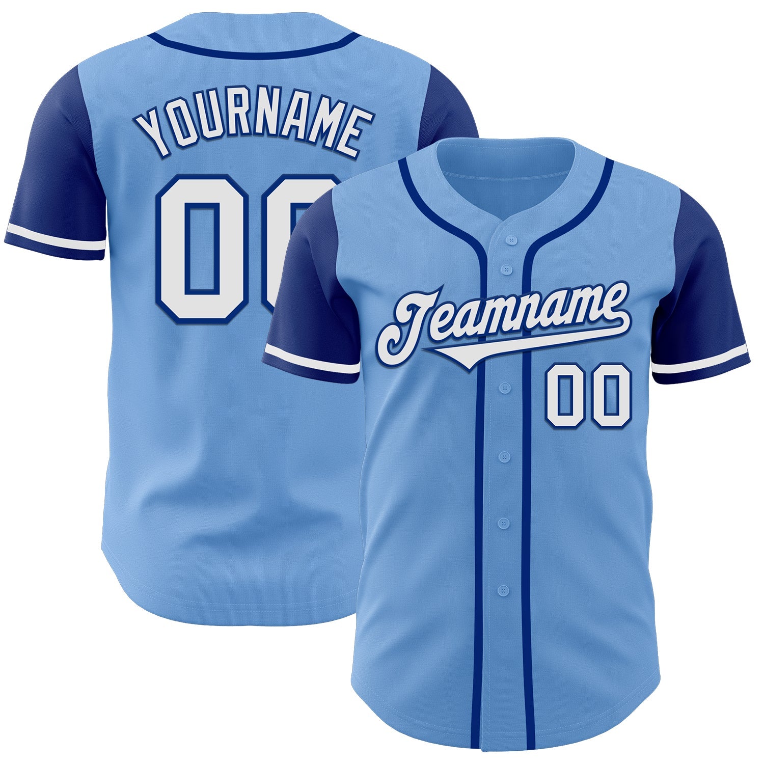 Custom Light Blue White-Royal Authentic Two Tone Baseball Jersey - Main View