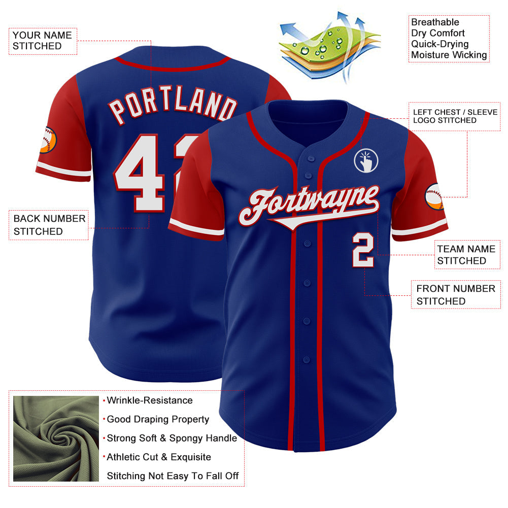 Custom Royal White-Red Authentic Two Tone Baseball Jersey view 3