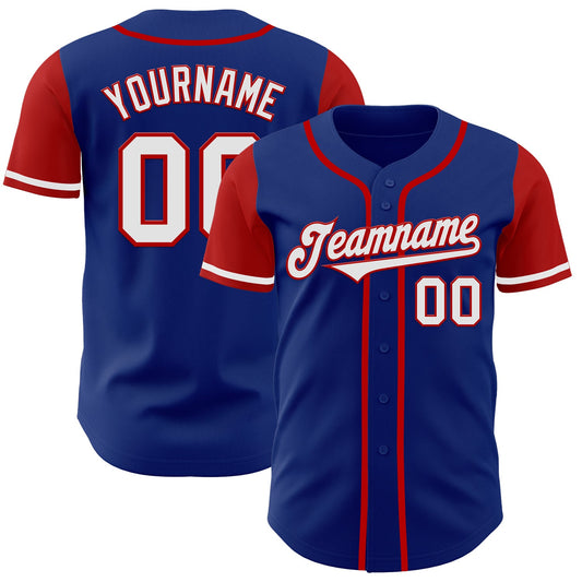 Custom Royal White-Red Authentic Two Tone Baseball Jersey - Main View