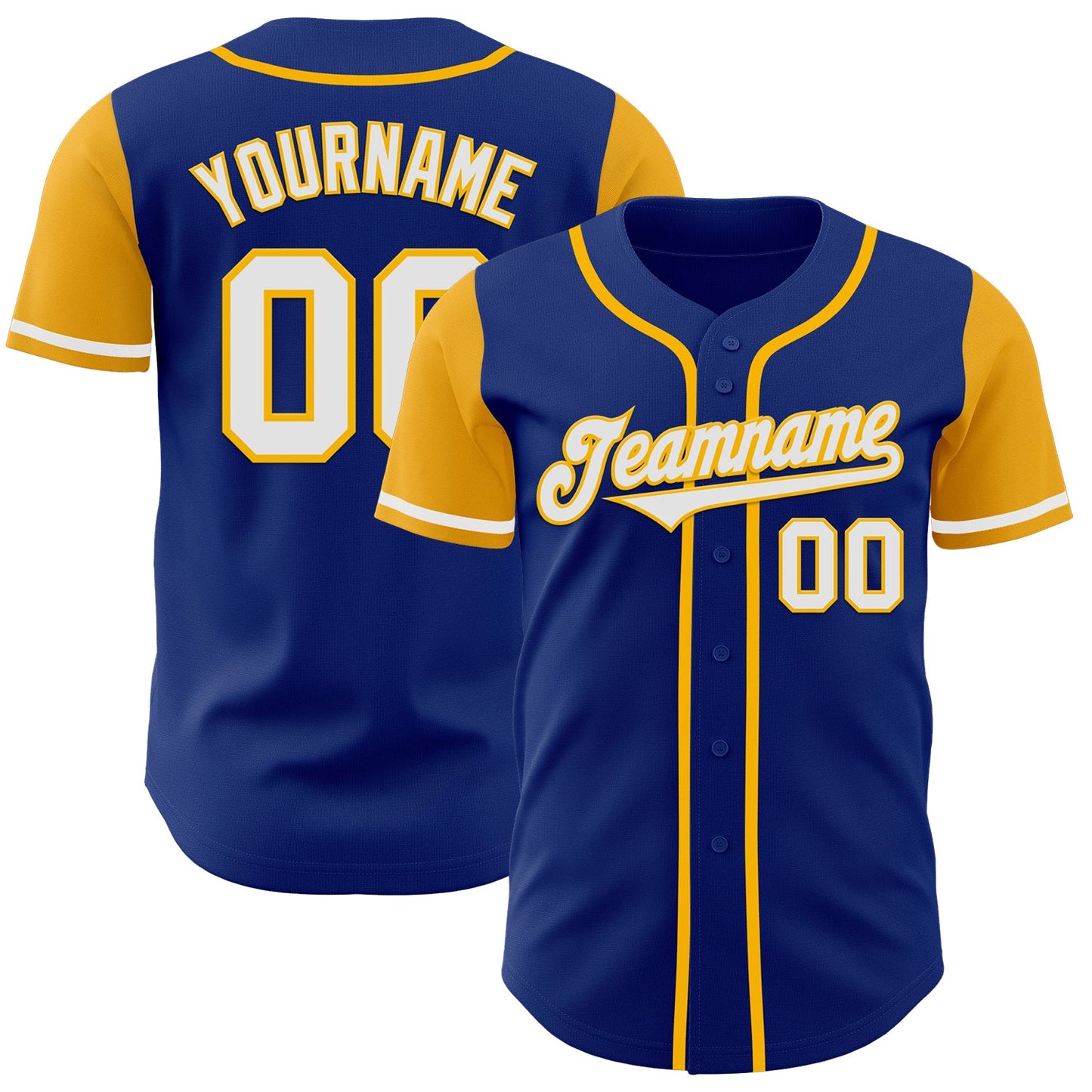 Custom Royal White-Gold Authentic Two Tone Baseball Jersey - Main View