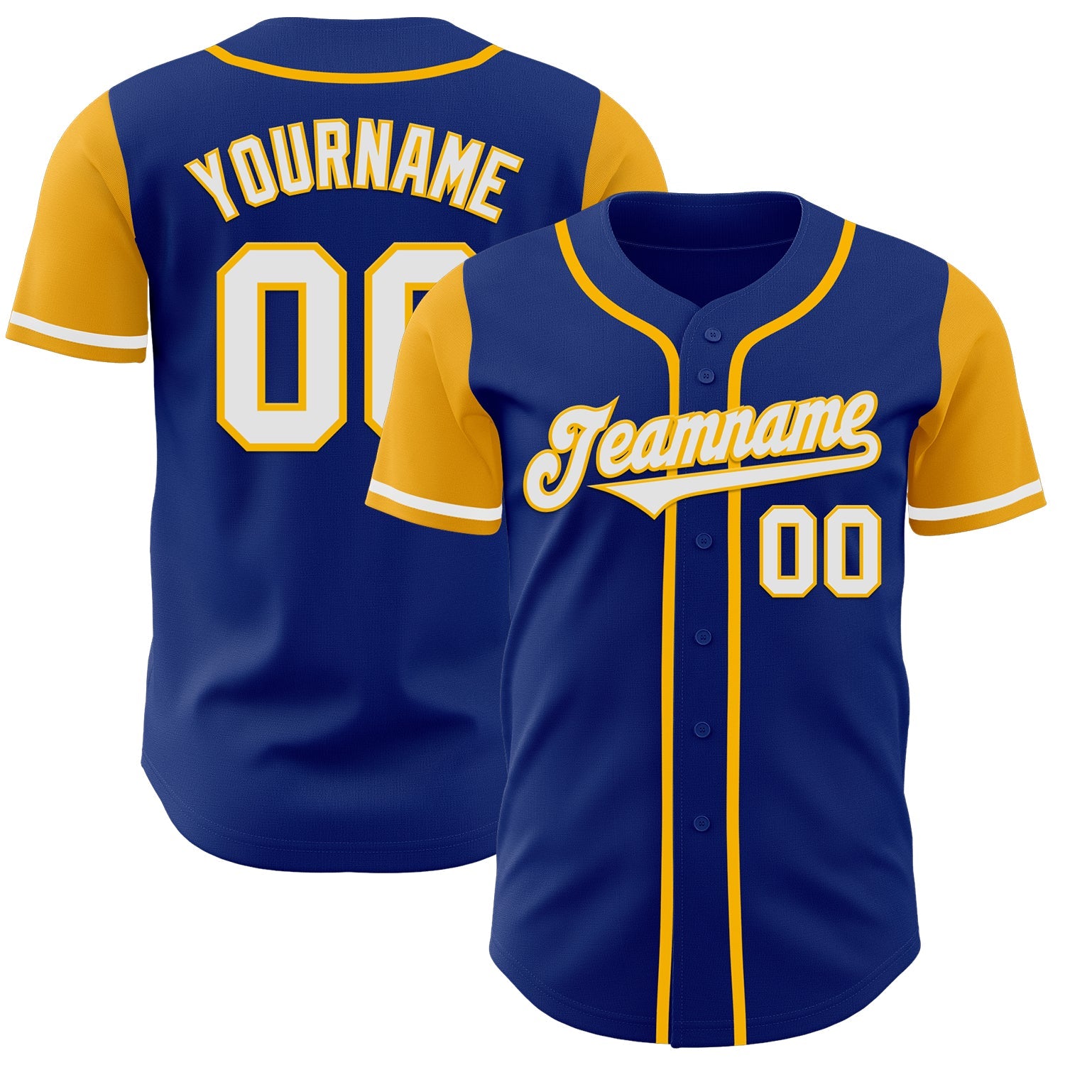 Custom Royal White-Gold Authentic Two Tone Baseball Jersey - Main View