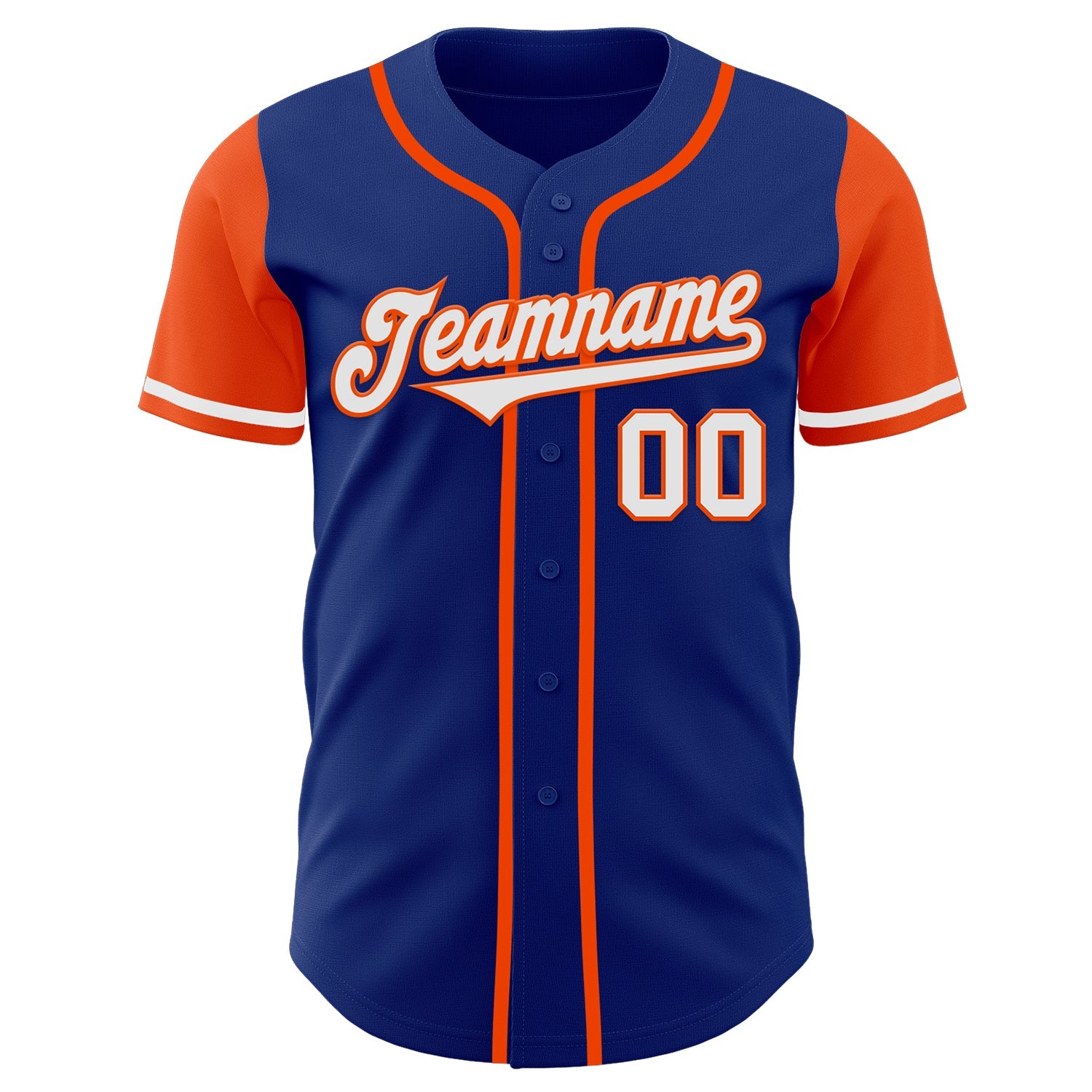Custom Royal White-Orange Authentic Two Tone Baseball Jersey view 2