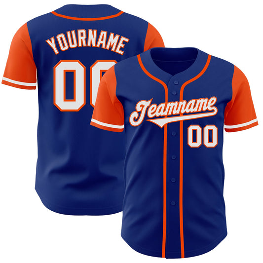 Custom Royal White-Orange Authentic Two Tone Baseball Jersey - Main View