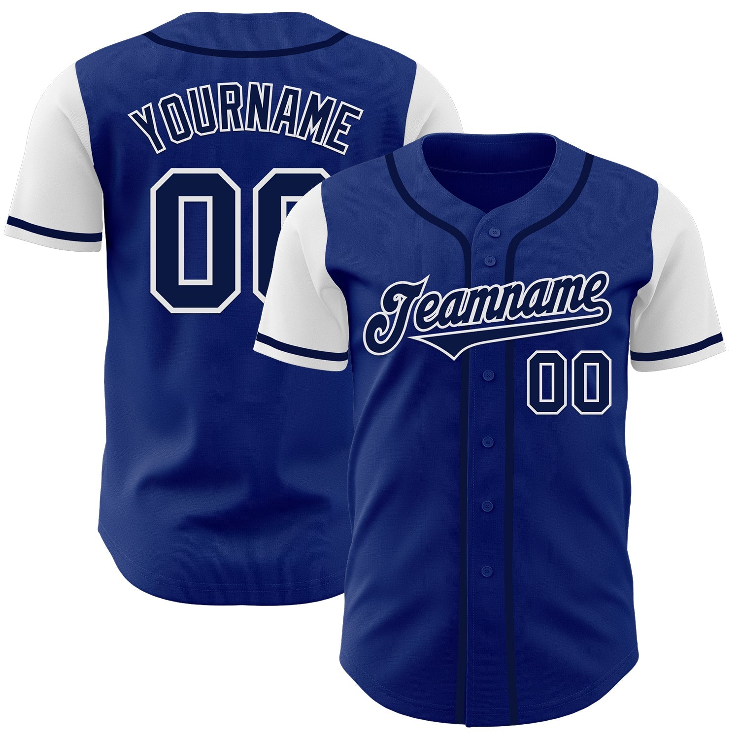 Custom Royal Navy-White Authentic Two Tone Baseball Jersey - Main View