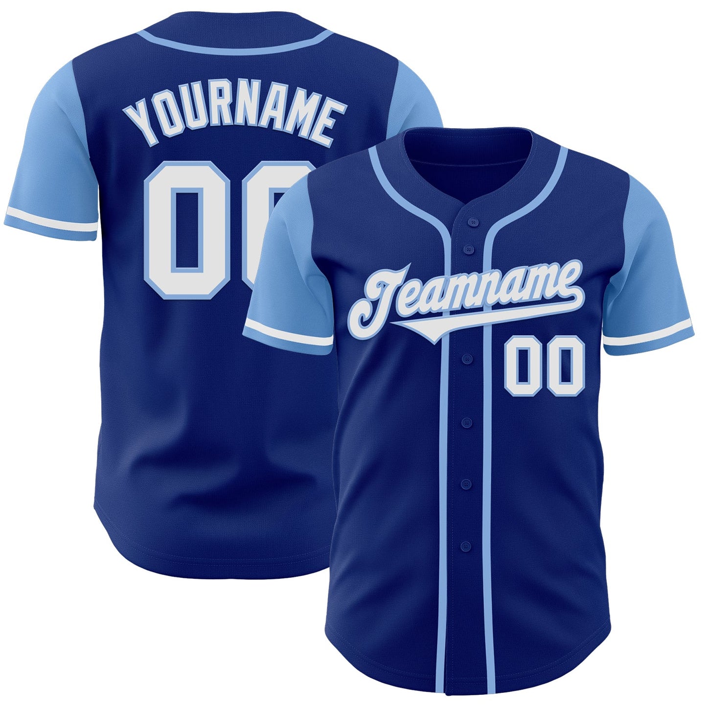 Custom Royal White-Light Blue Authentic Two Tone Baseball Jersey - Main View