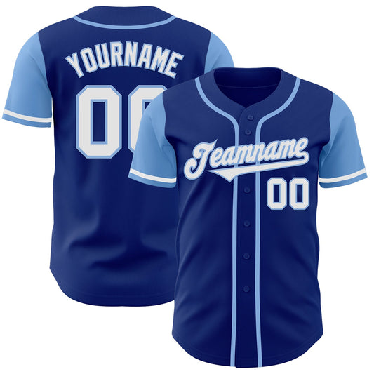 Custom Royal White-Light Blue Authentic Two Tone Baseball Jersey - Main View