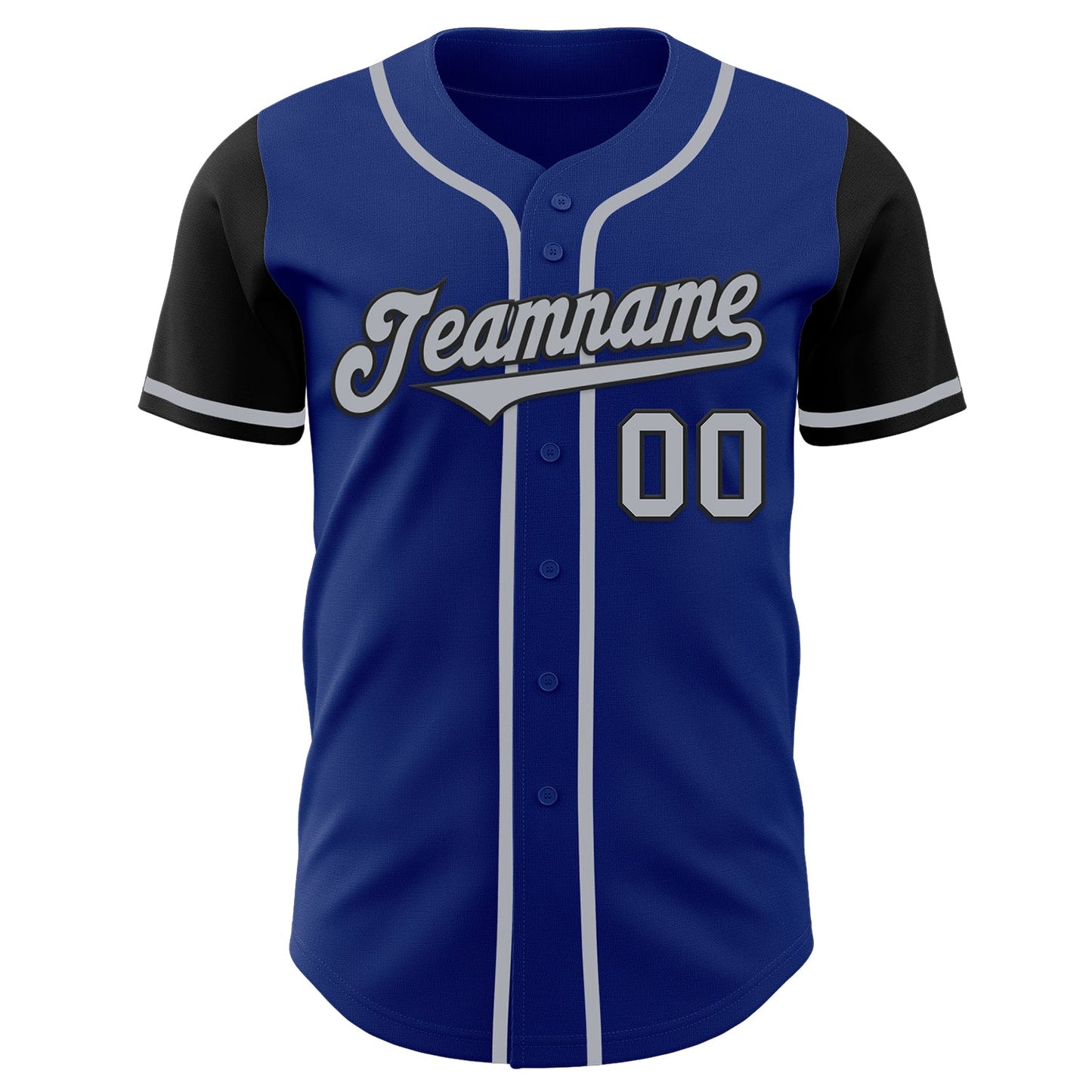 Custom Royal Gray-Black Authentic Two Tone Baseball Jersey view 3
