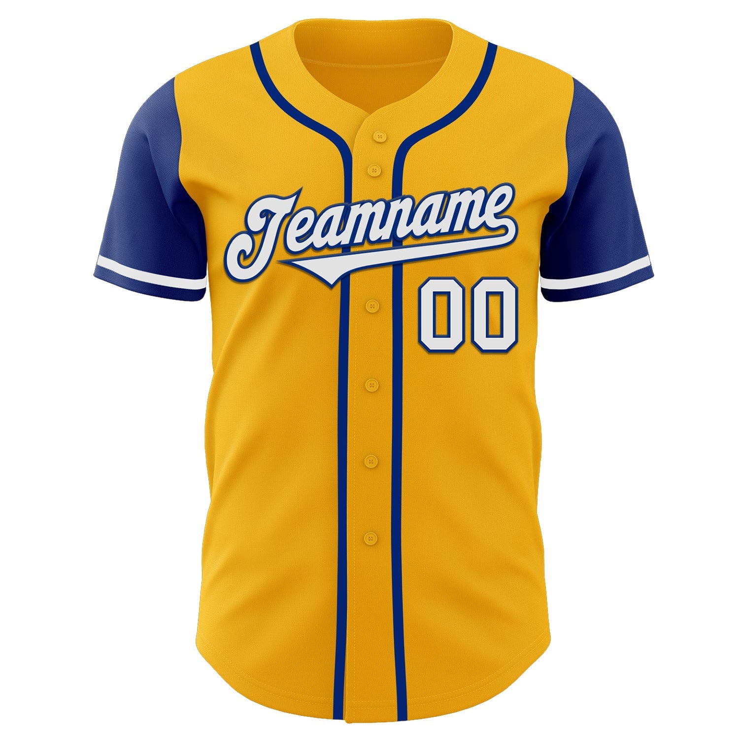 Custom Gold White-Royal Authentic Two Tone Baseball Jersey view 3