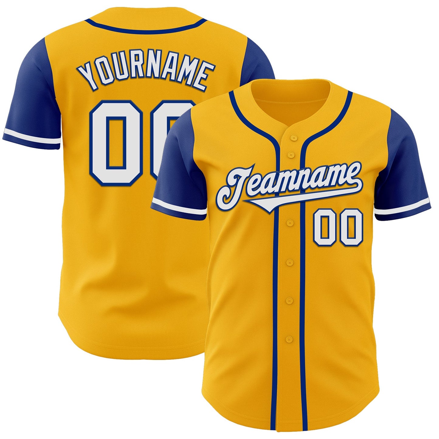 Custom Gold White-Royal Authentic Two Tone Baseball Jersey - Main View