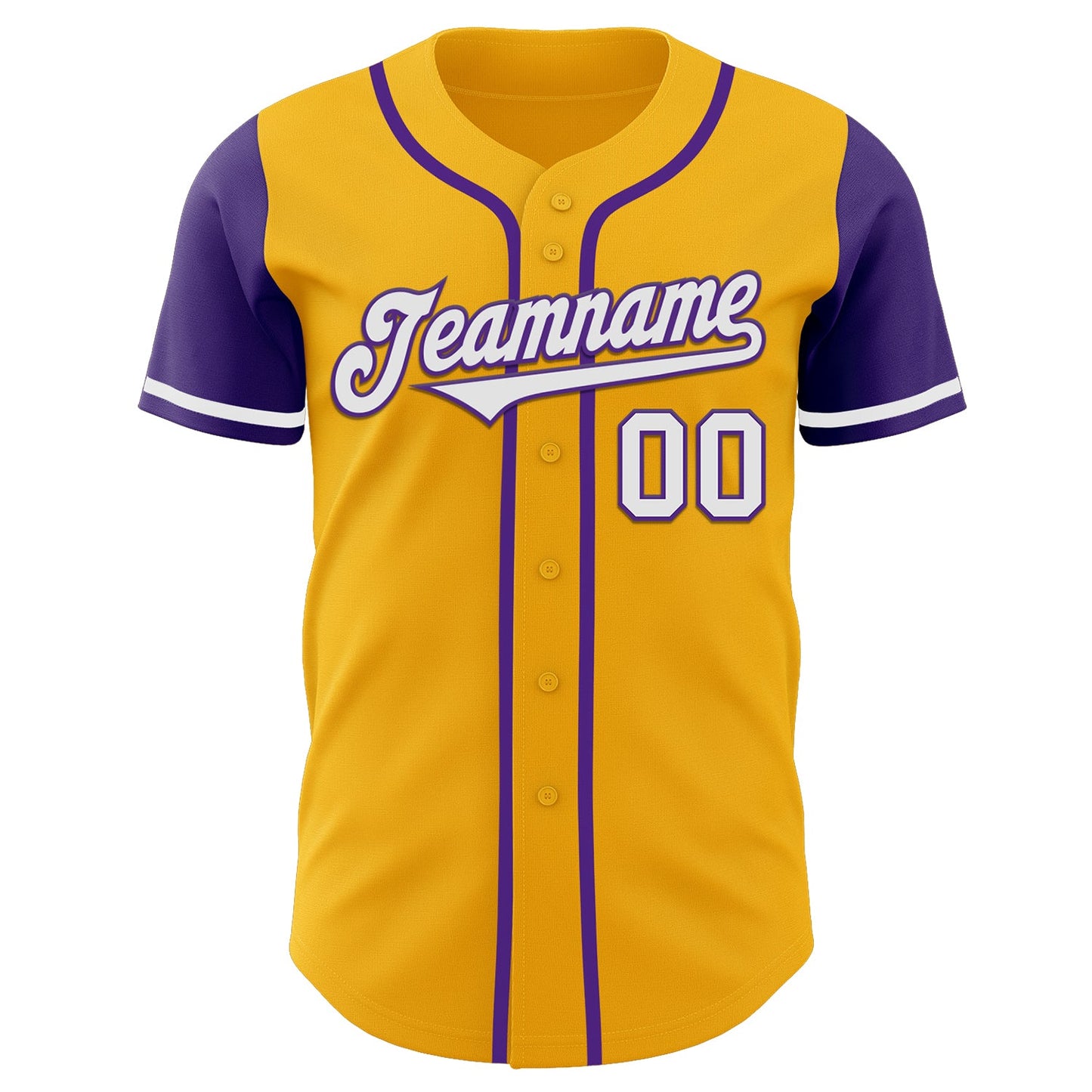 Custom Gold White-Purple Authentic Two Tone Baseball Jersey view 2