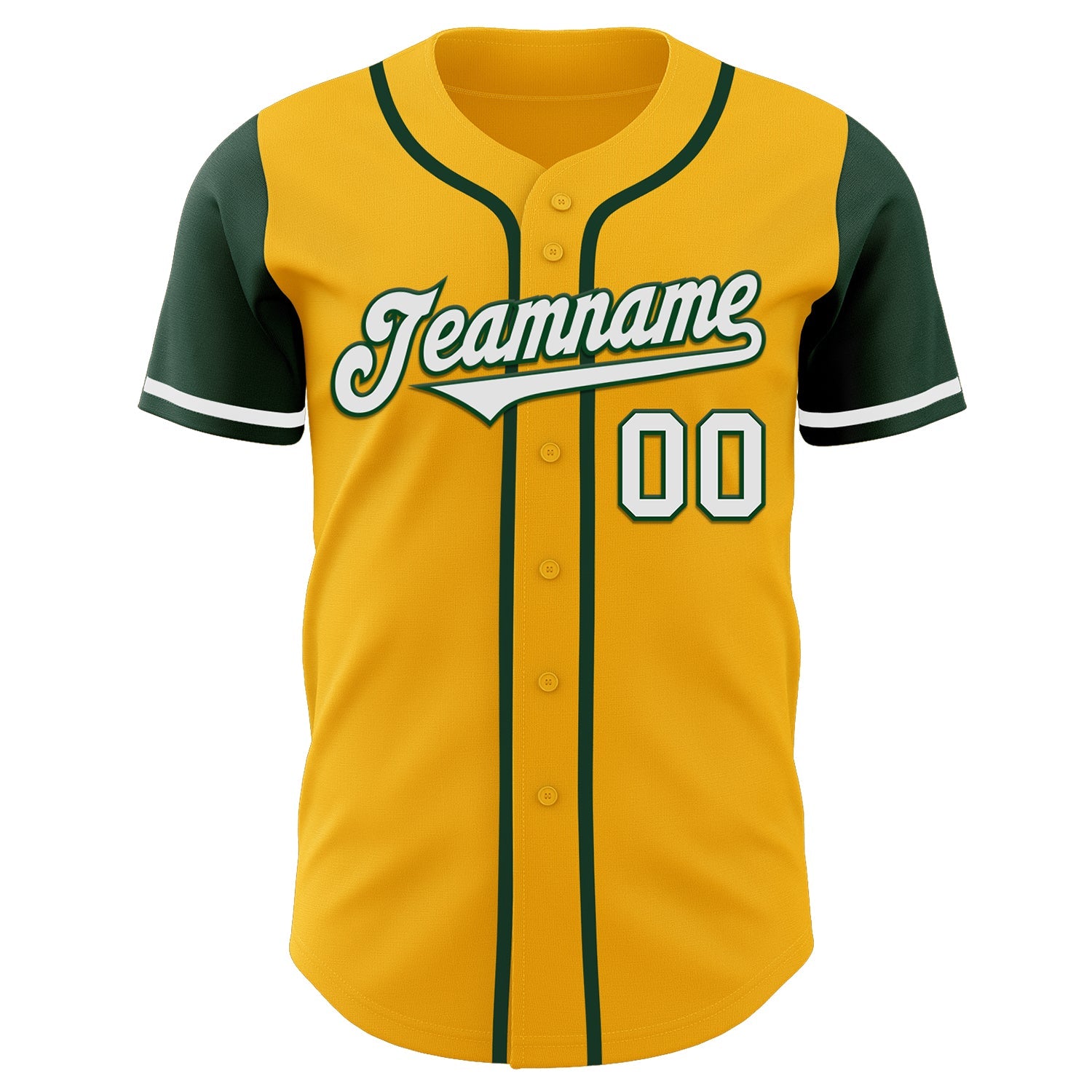Custom Gold White-Green Authentic Two Tone Baseball Jersey view 2