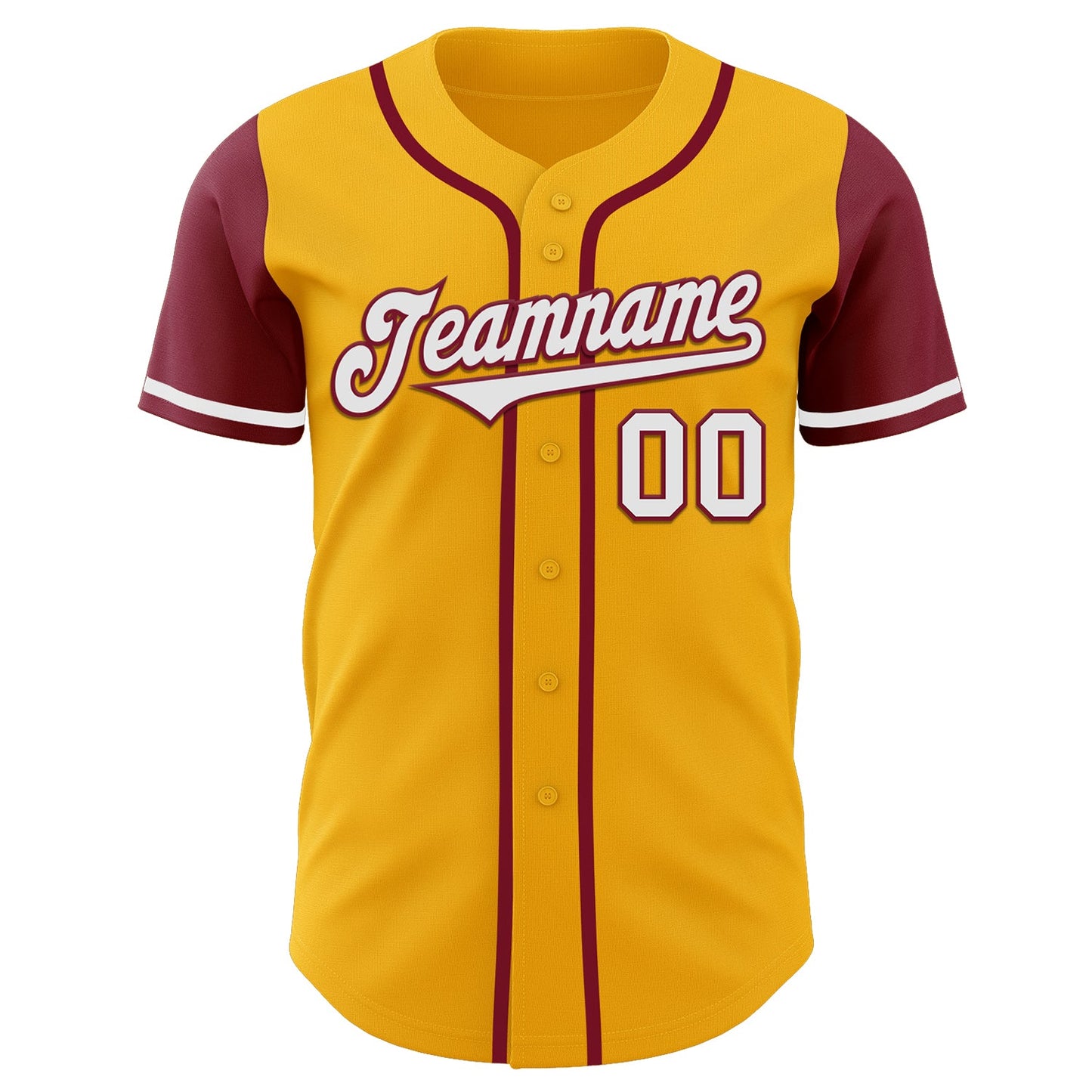 Custom Gold White-Crimson Authentic Two Tone Baseball Jersey view 2