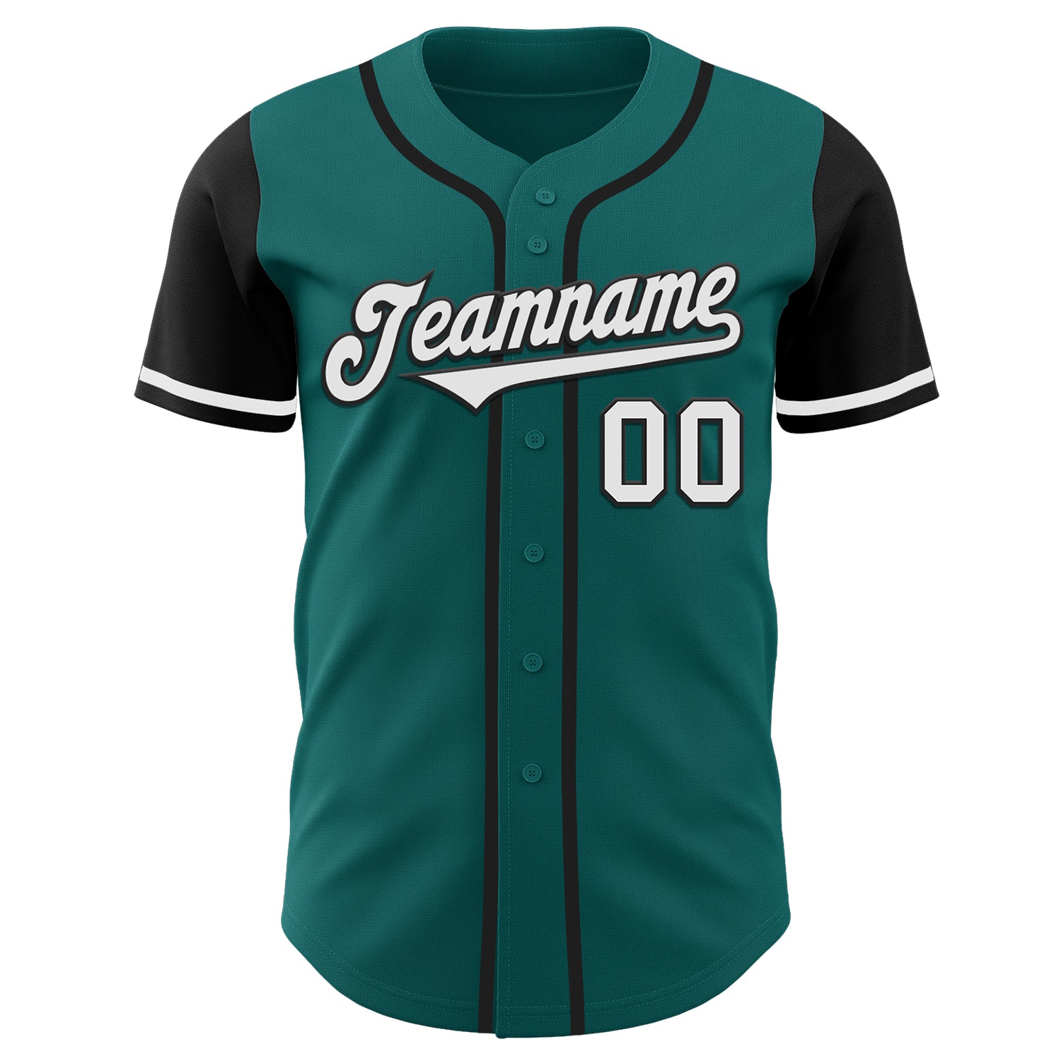 Custom Teal White-Black Authentic Two Tone Baseball Jersey view 2