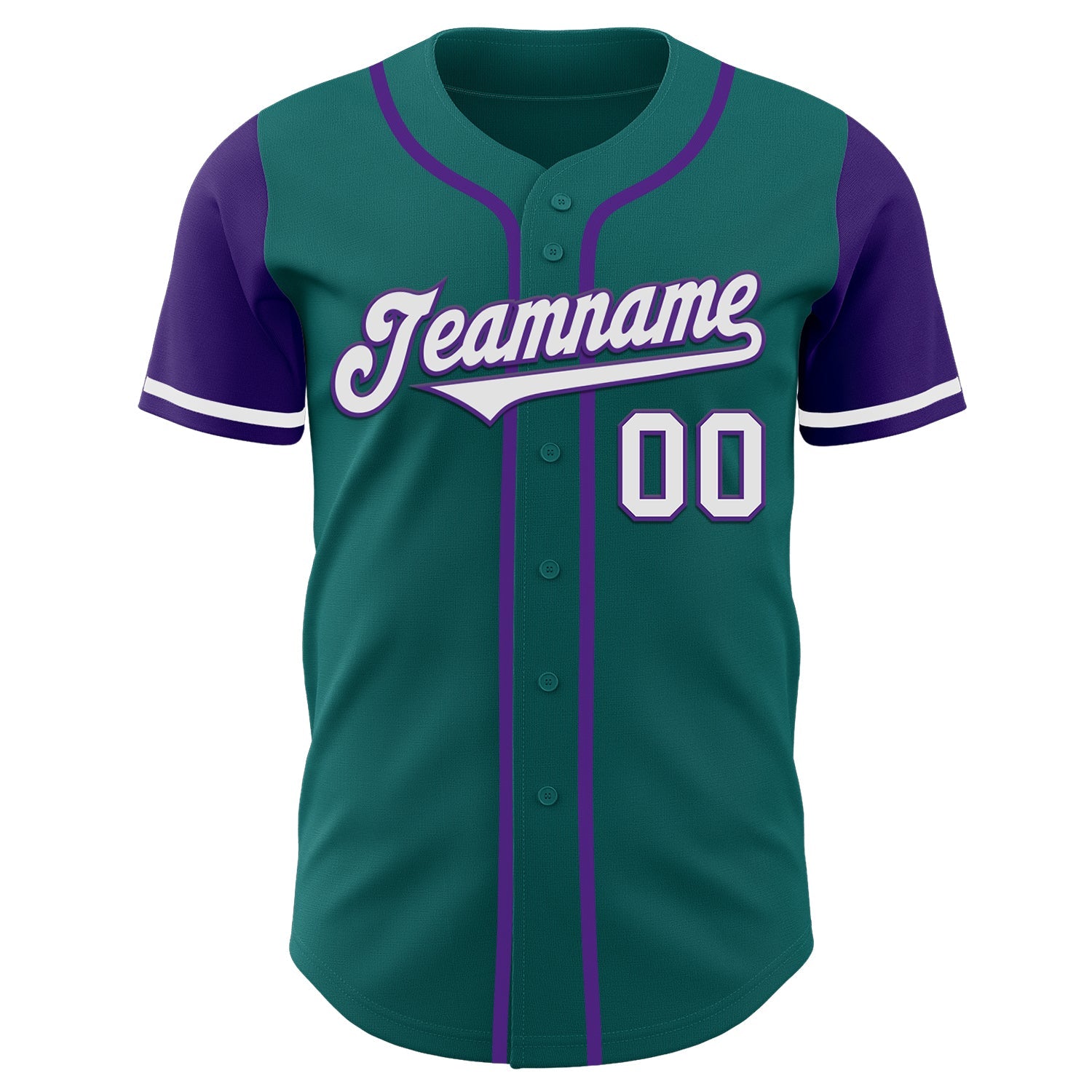 Custom Teal White-Purple Authentic Two Tone Baseball Jersey view 2