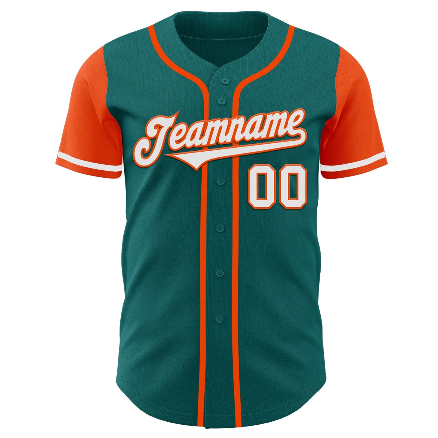 Custom Teal White-Orange Authentic Two Tone Baseball Jersey view 2