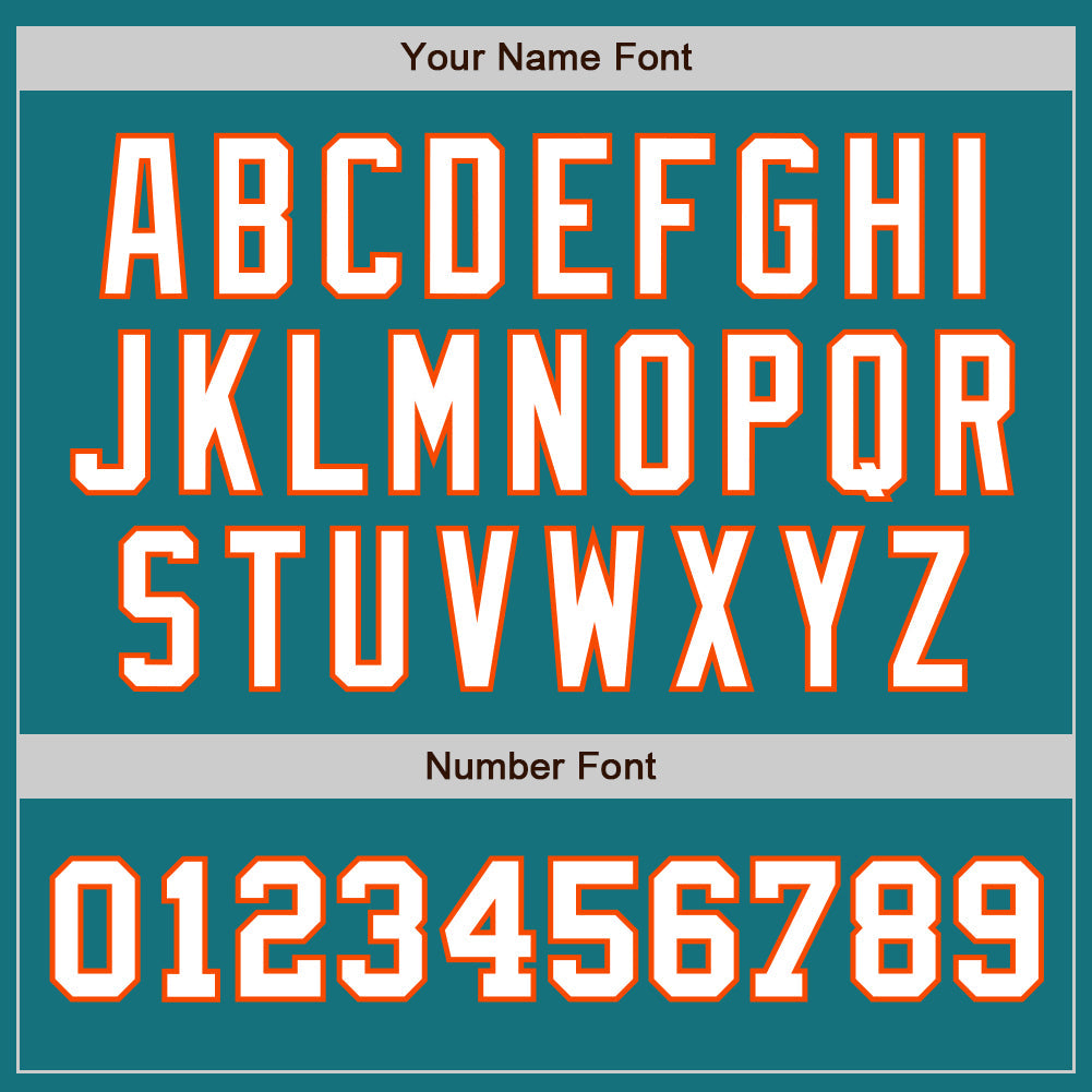 Custom Teal White-Orange Authentic Two Tone Baseball Jersey view 5