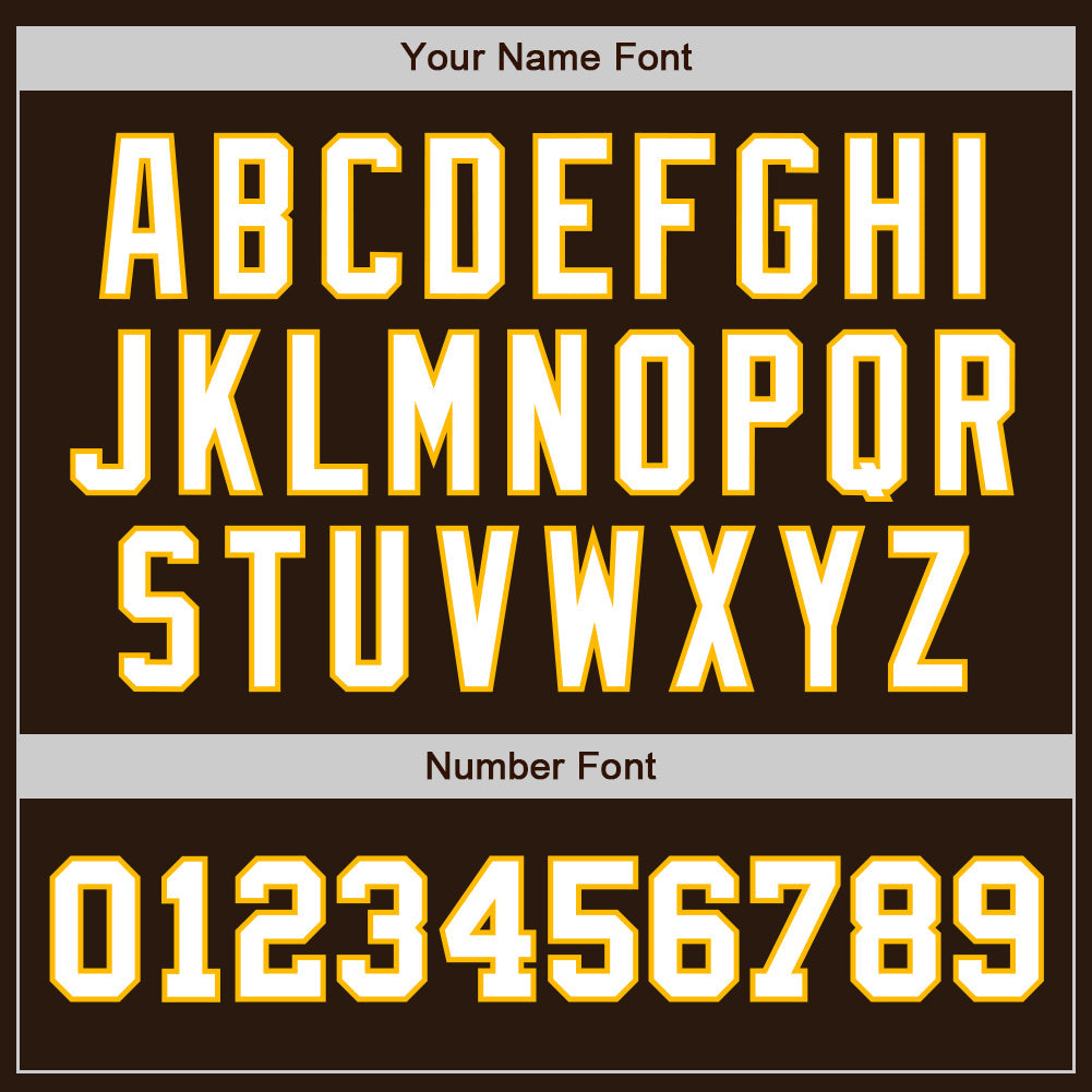 Custom Brown White-Gold Authentic Two Tone Baseball Jersey view 5