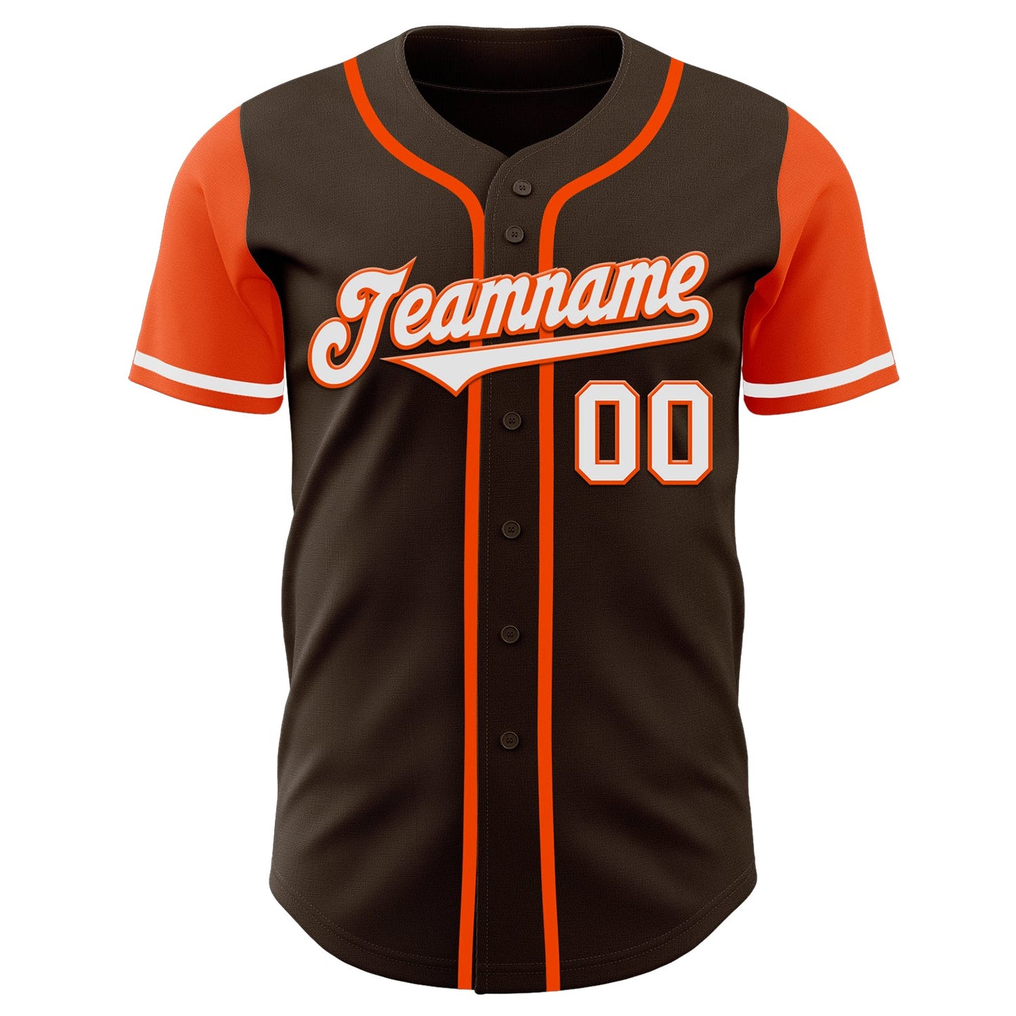 Custom Brown White-Orange Authentic Two Tone Baseball Jersey view 2