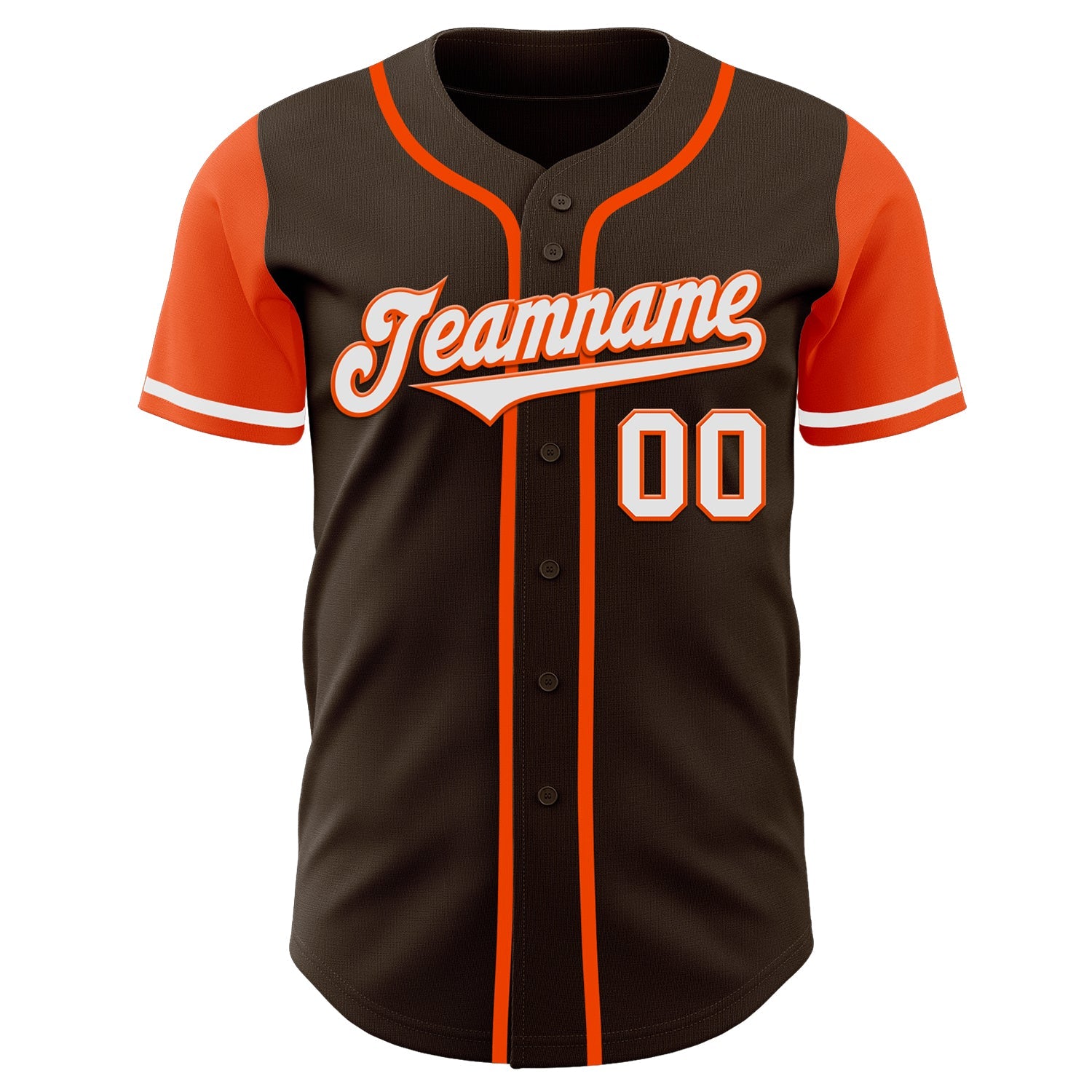 Custom Brown White-Orange Authentic Two Tone Baseball Jersey view 2