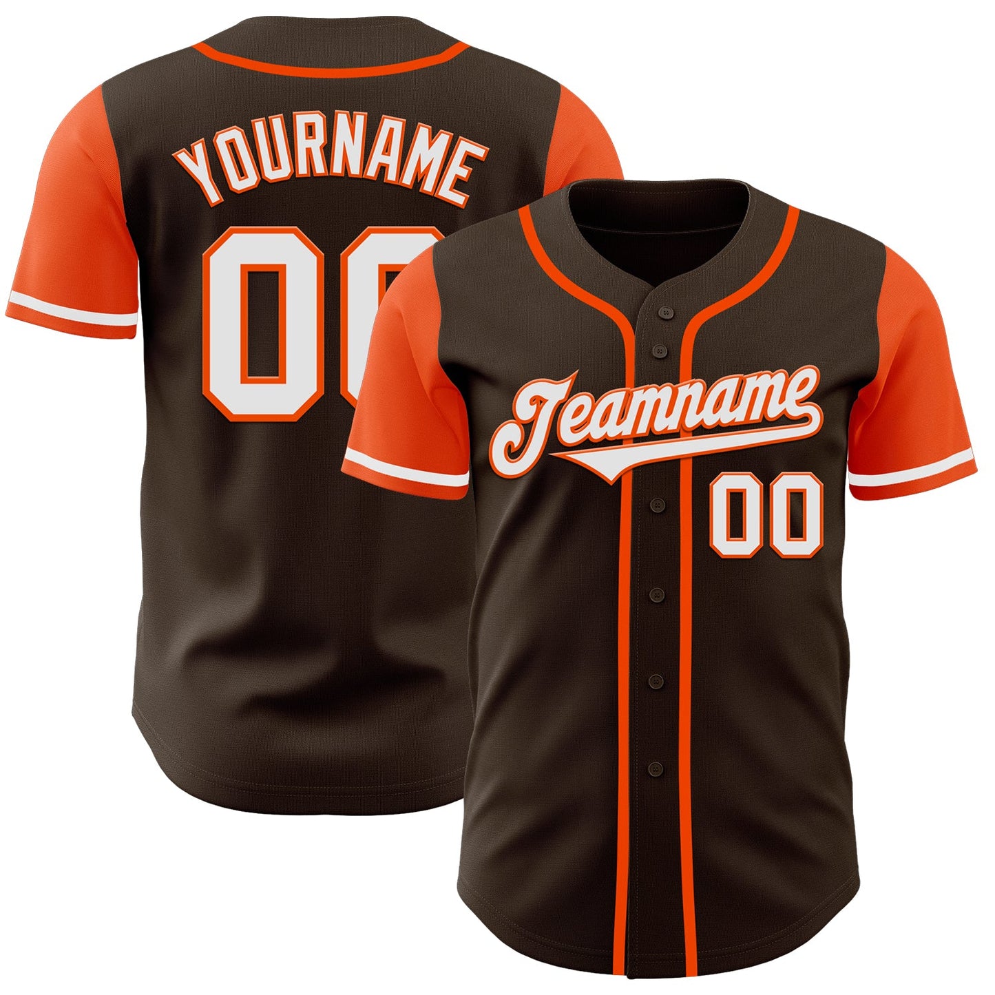 Custom Brown White-Orange Authentic Two Tone Baseball Jersey - Main View